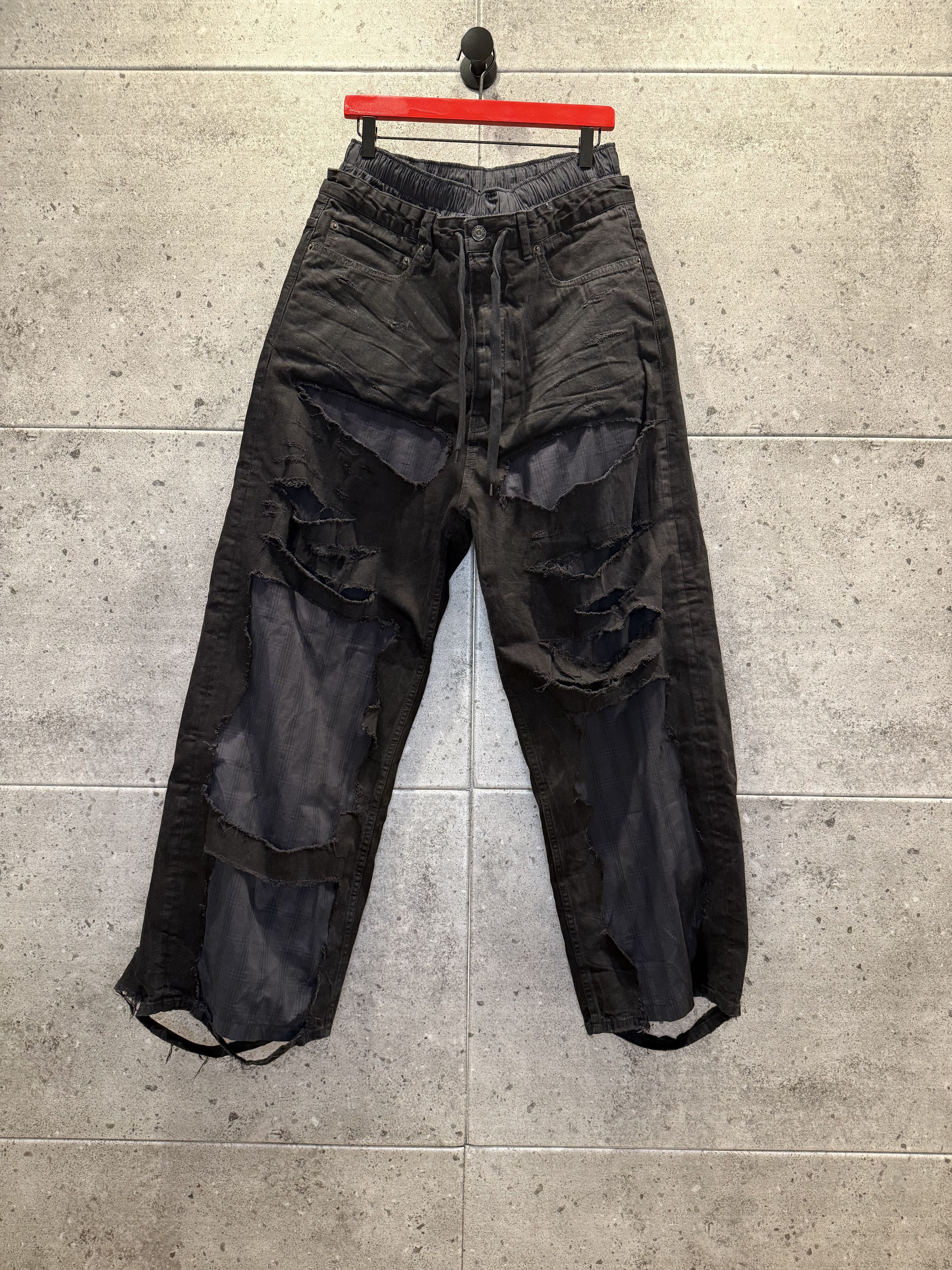 Balenciaga Balenciaga baggy patchwork pyjama denim pants in black