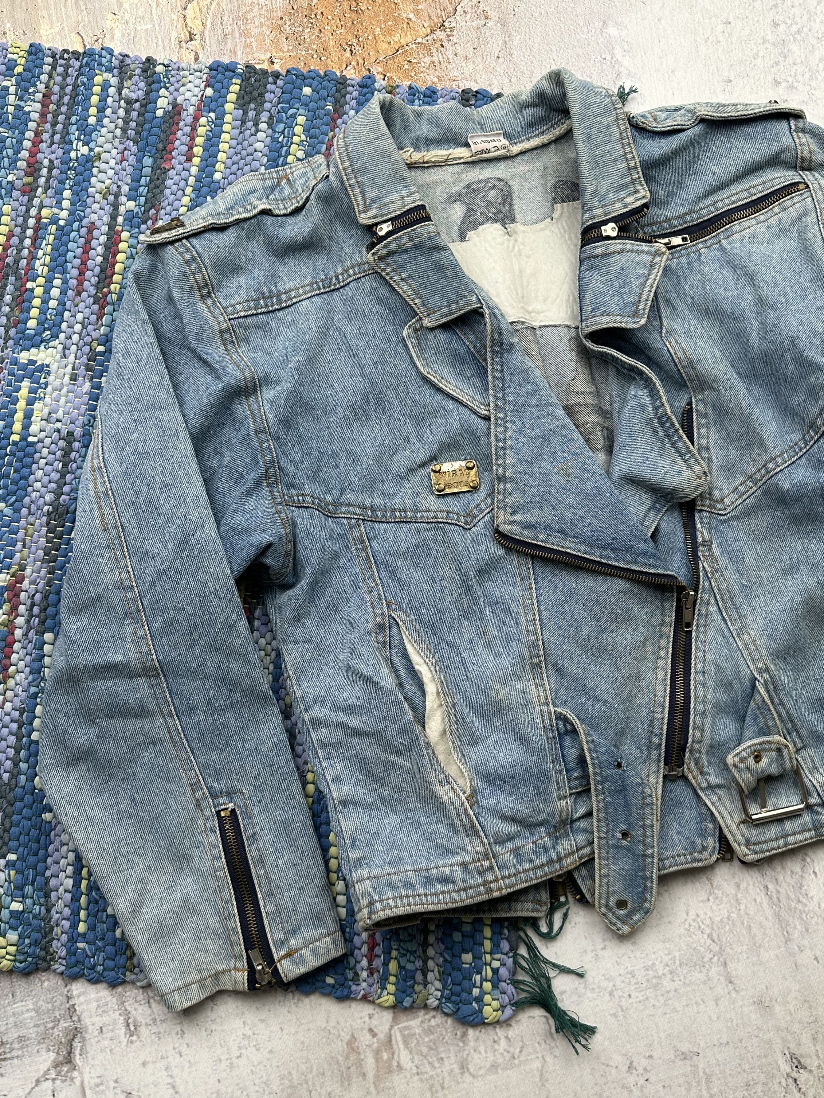 Vintage Vintage Biker Denim Jacket A148(362) Size S / US 4 / IT 40 - 2 Thumbnail