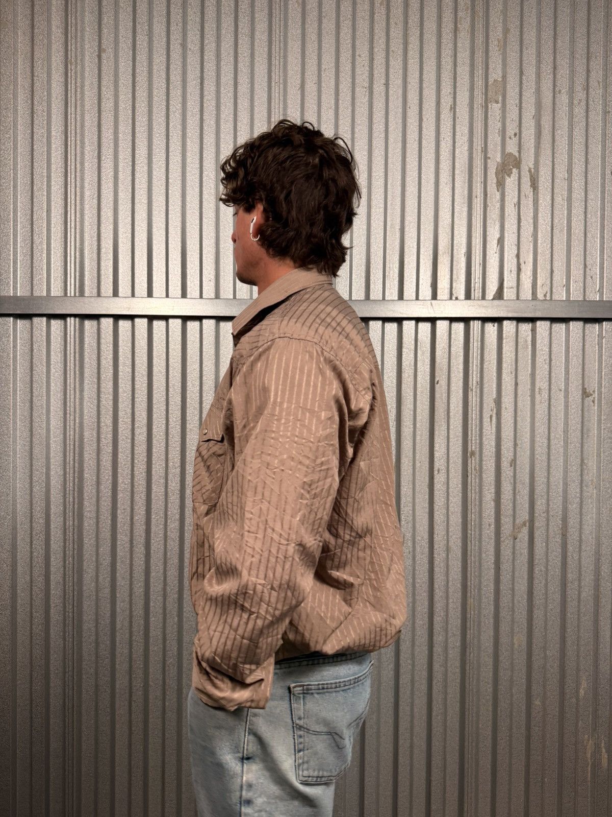 Wrangler Vintage Wrangler Pearl Snap Pinstripe Beige Western Shirt Size US L / EU 52-54 / 3 - 3 Thumbnail