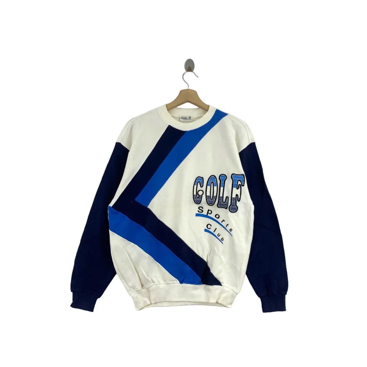 Vintage Vintage GOLF SPORTS CLUB Striped Logo Sweatshirt Sweater Size M / US 6-8 / IT 42-44 - 1 Thumbnail