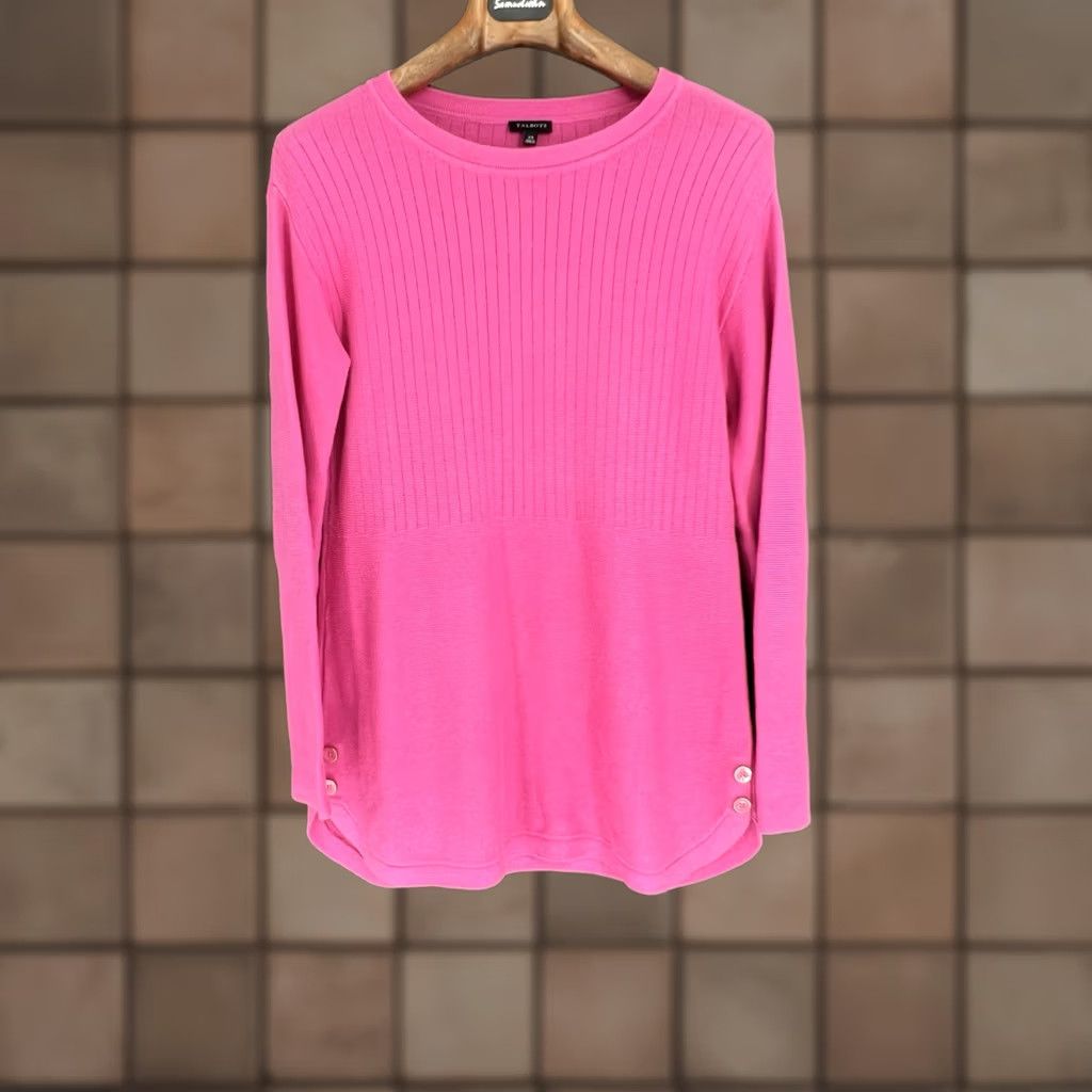 Talbots VINTAGE Talbots Sweater XS Pink Tunic Long Sleeve Button Oversized Womens Size XS / US 0-2 / IT 36-38 - 1 Thumbnail