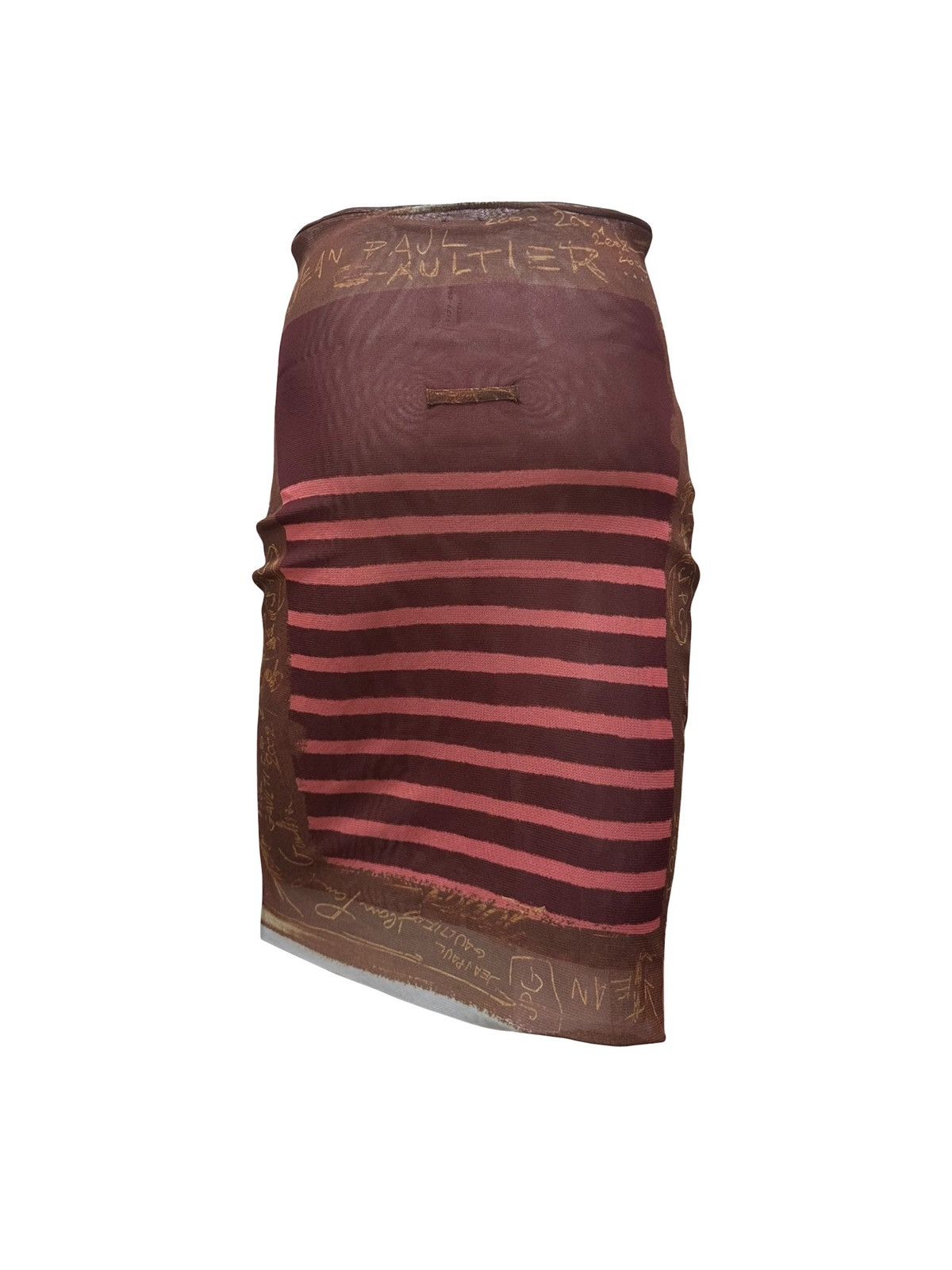 Jean Paul Gaultier JEAN PAUL GAULTIER S/S 2001 Graffiti Striped Mesh Midi Skirt Size 28" / US 6 / IT 42 - 2 Thumbnail