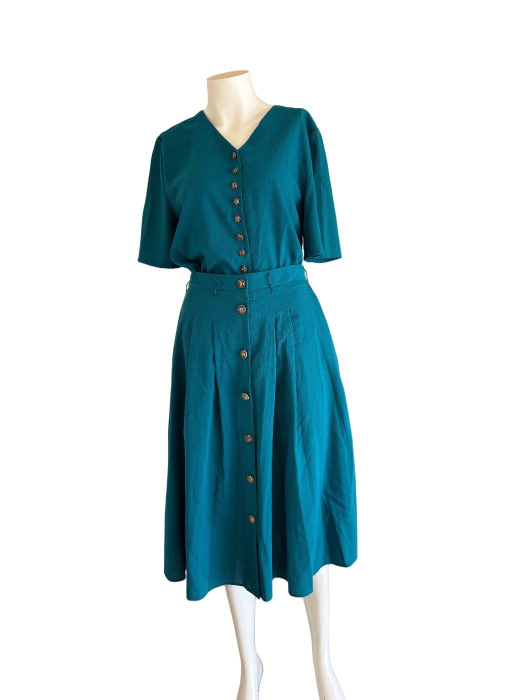 Vintage Michelle Leslie women’s vintage 90s set skirt button up pine Size 30" / US 8 / IT 44 - 1 Thumbnail
