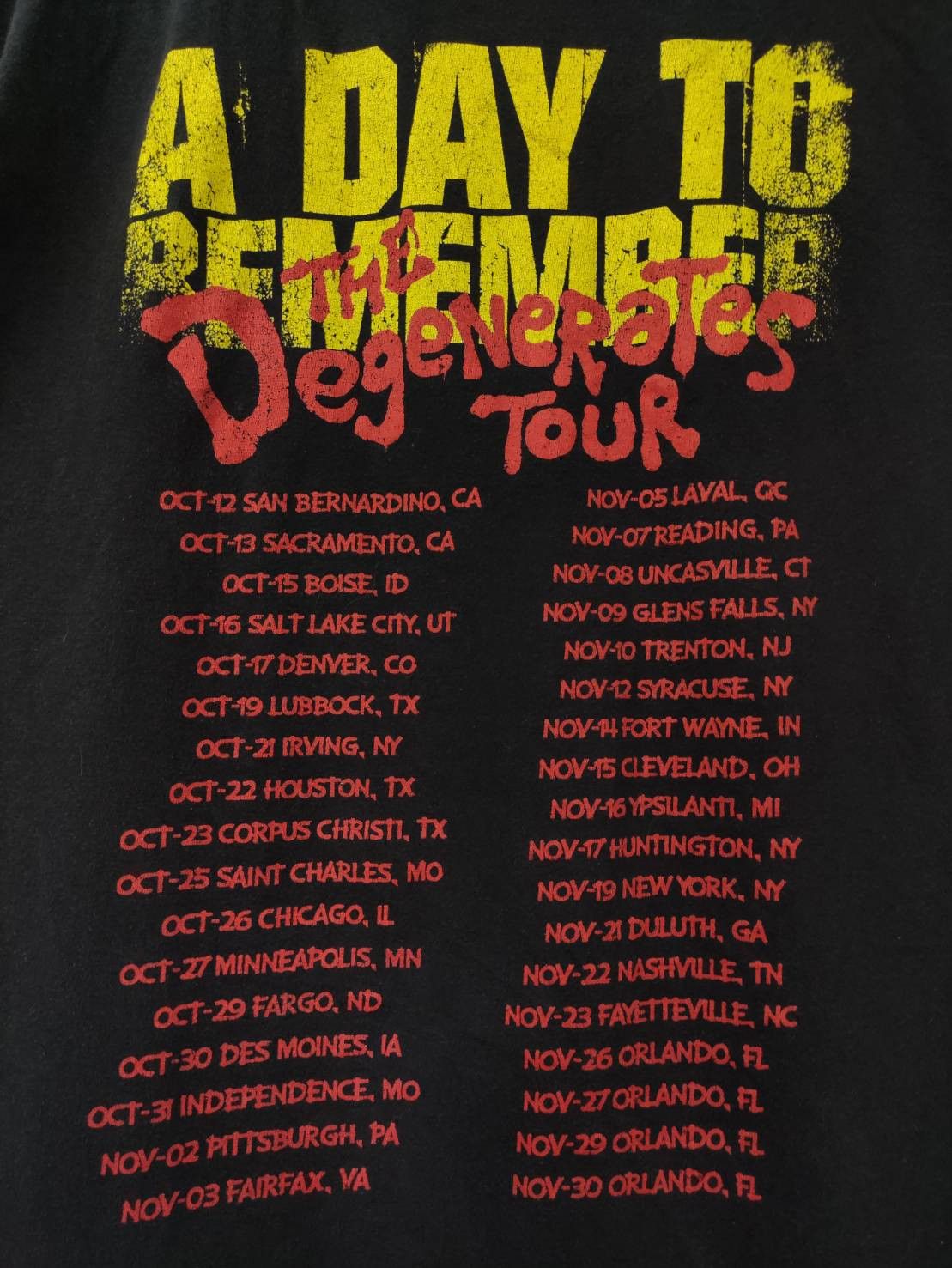 Band Tees A Day To Remember Degenerates Tour Parody The Warriors Size US XL / EU 56 / 4 - 10 Thumbnail