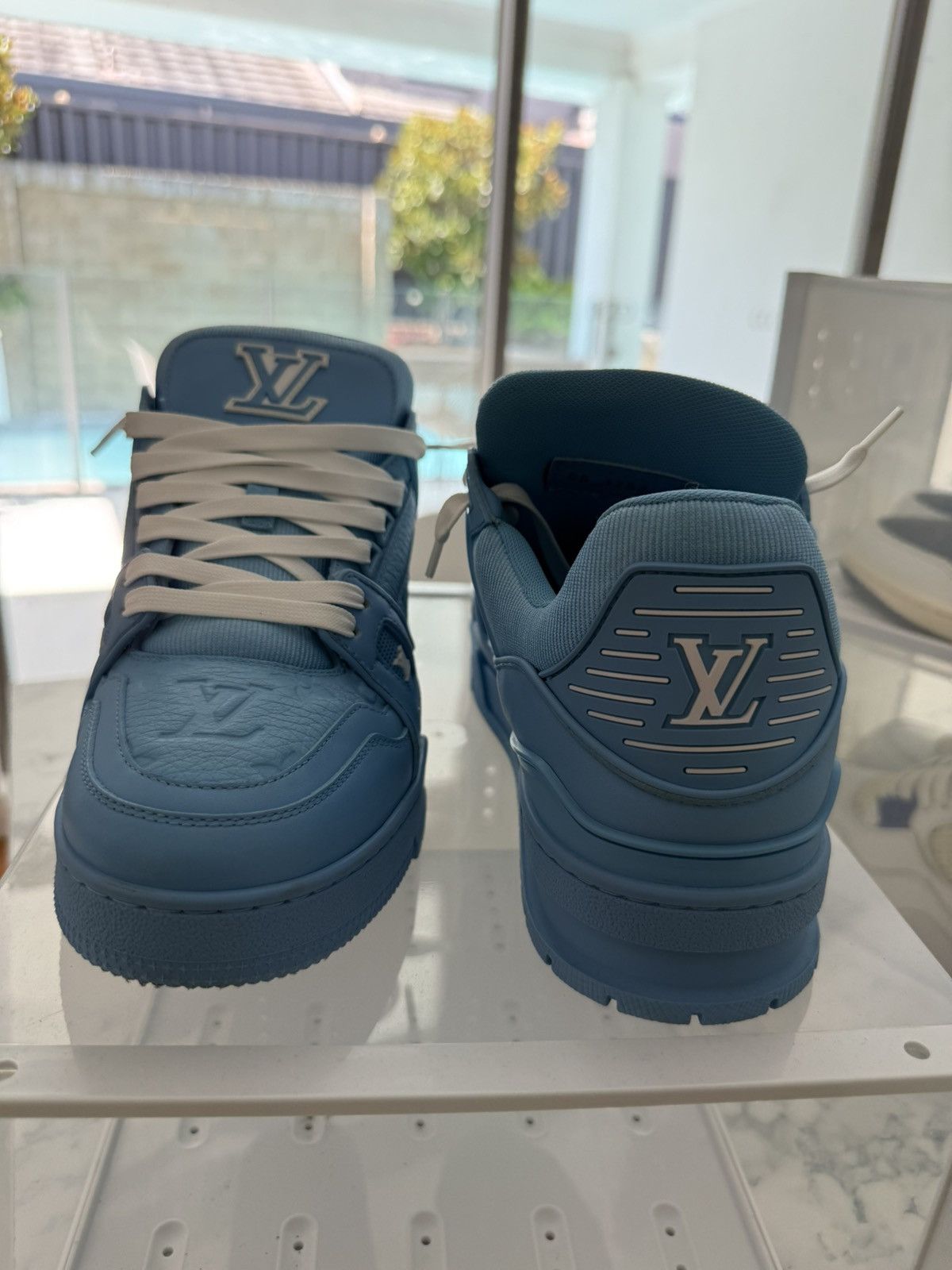 Louis Vuitton Embossed Monogram Blue Louis Vuitton Trainers. Size US 9.5 / EU 42-43 - 3 Thumbnail