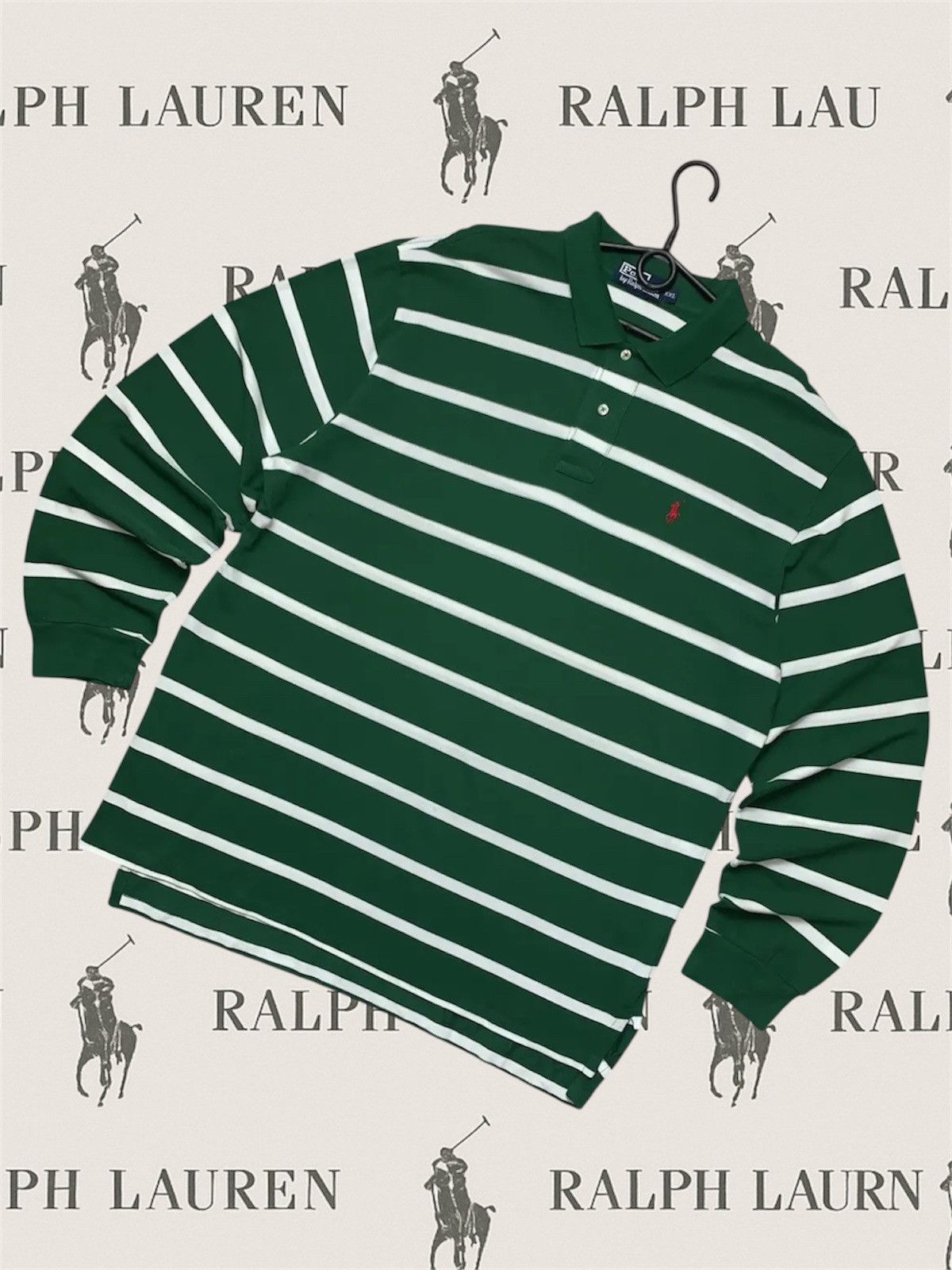 Vintage Vintage rugby Polo Ralph Lauren longsleeve green striped XXL Size US XXL / EU 58 / 5 - 1 Thumbnail
