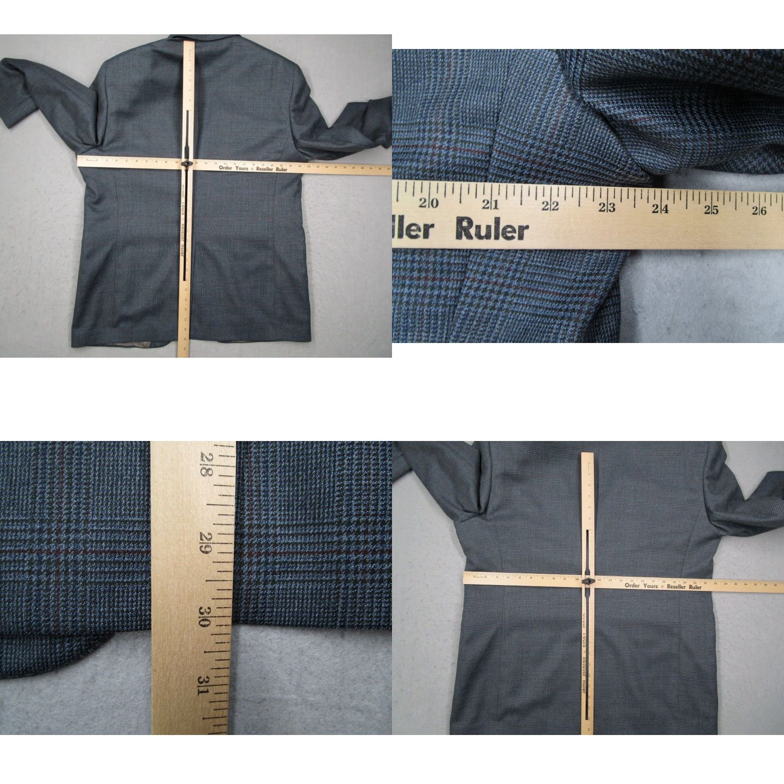 Austin Reed Austin Reed Blazer Men 42 Regular Blue Wool 2 Button Single-Breasted Plaid Jacket - Made in USA Size 42R - 8 Thumbnail