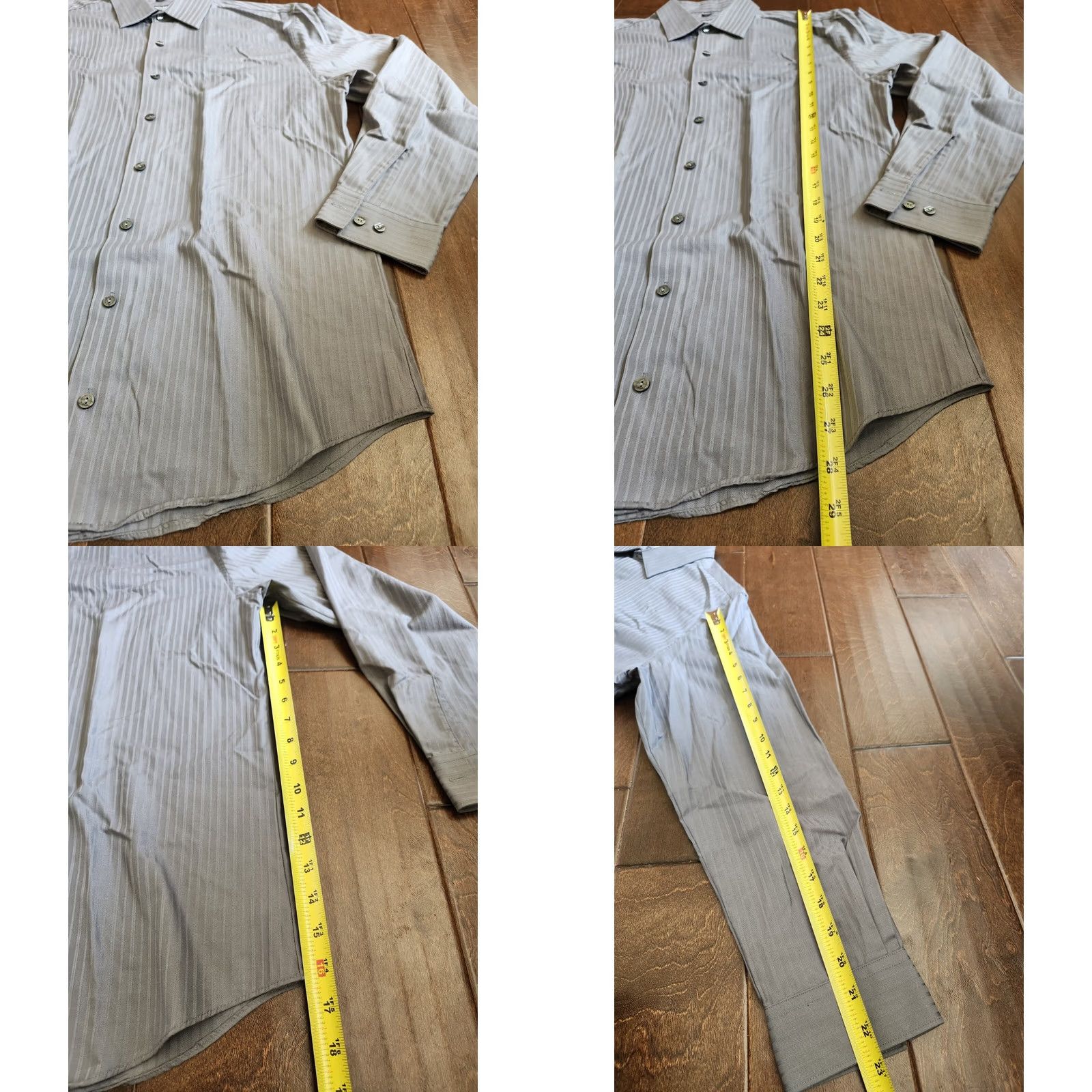 Kenneth Cole Kenneth Cole Reaction Dress Shirt Gray Stripe - M - Men - Button - Long Sleeve - 100% Cotton Size 40R - 8 Thumbnail