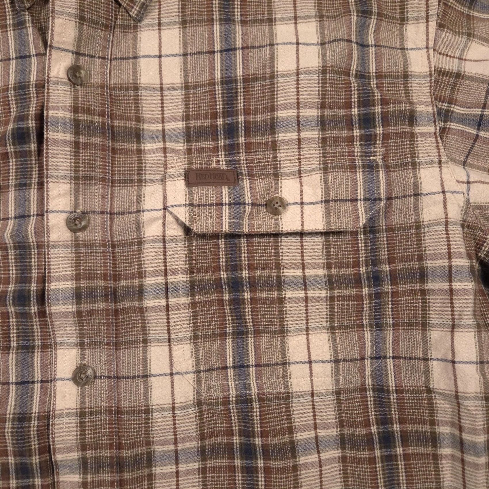 Vintage RedHead Shirt Mens Large Brown Plaid Short Sleeve Button-Front Pocketed Size US L / EU 52-54 / 3 - 4 Thumbnail