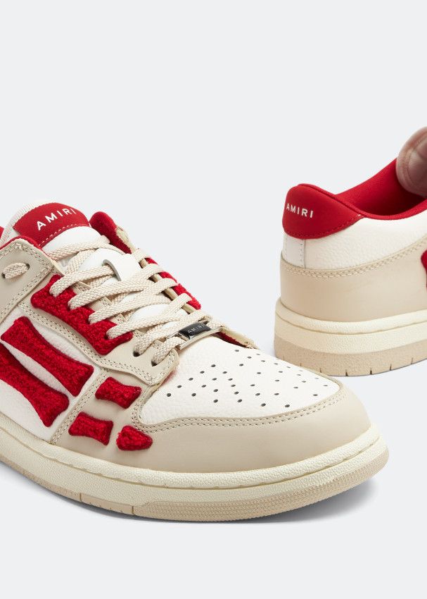 Amiri o1w1db11224 Skel Panelled Leather Low-Top Sneakers White/Red Size US 15 / EU 48 - 3 Thumbnail