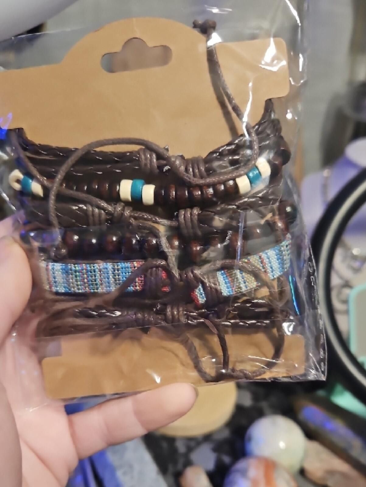 Other Boho Multi-Strand Brown Leather & Turquoise Bracelet Set Size ONE SIZE - 2 Thumbnail