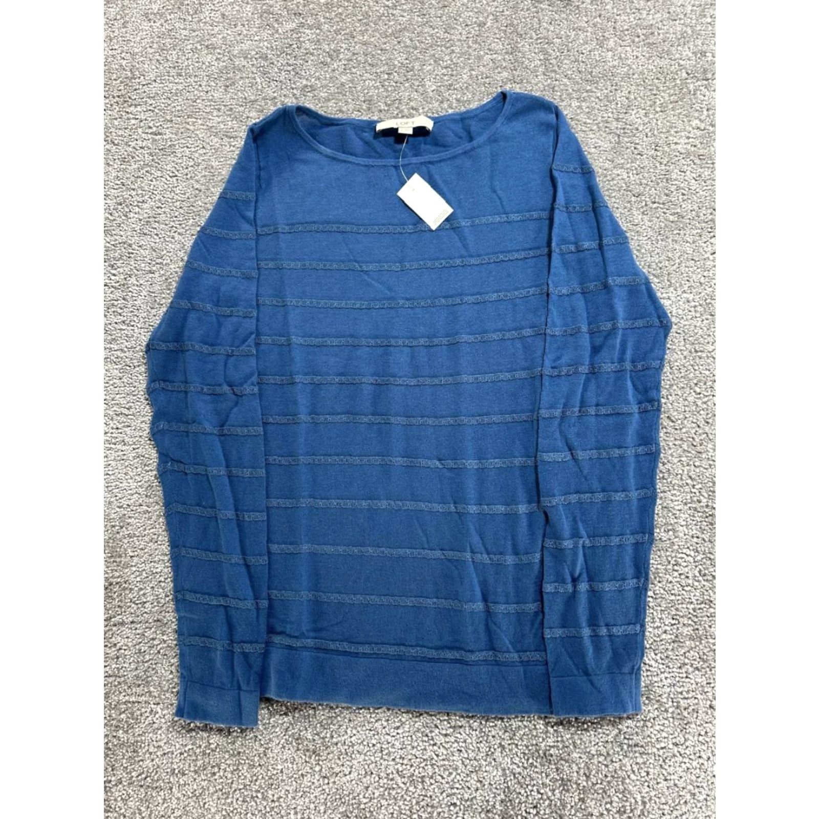 Ann Taylor Ann Taylor Loft Sweater Womens Medium Blue Cotton Knit Pullover Crew Neck Long Sleeve Lightweight Easy Care Size M / US 6-8 / IT 42-44 - 2 Thumbnail