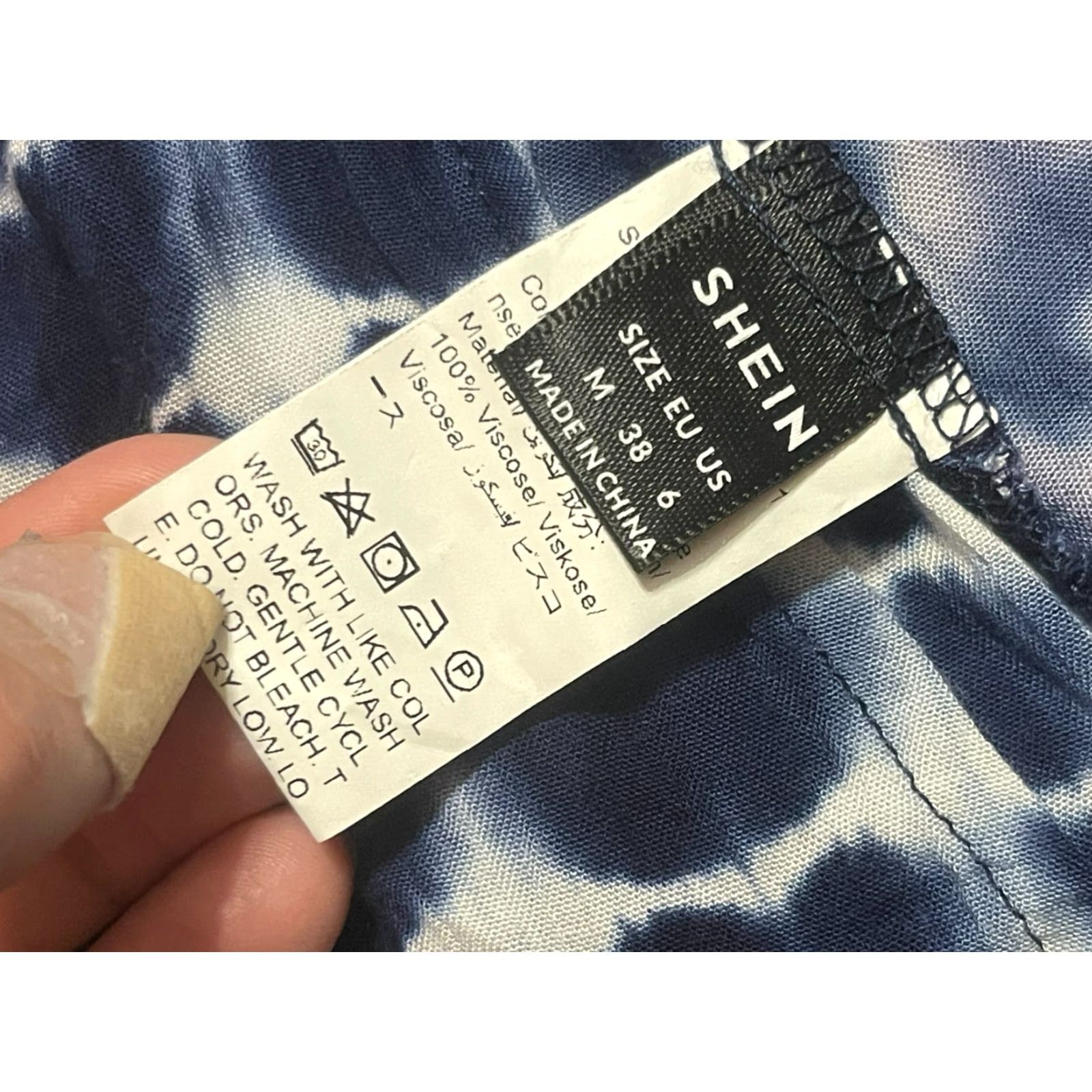 Shein Shein Dress Womens Medium Blue White Arm Strap Long Smocked 49" Length Sundress A-Line Straps Casual Colorful Size M / US 6-8 / IT 42-44 - 3 Thumbnail