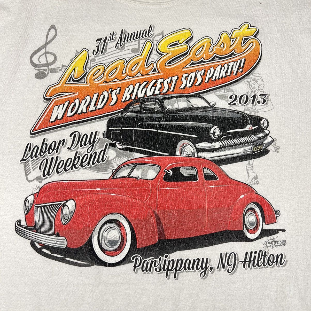 Gildan × Vintage Car Tee Shirt White Hot Rod Classic Show NJ Custom Auto Y2K Size US XL / EU 56 / 4 - 2 Thumbnail