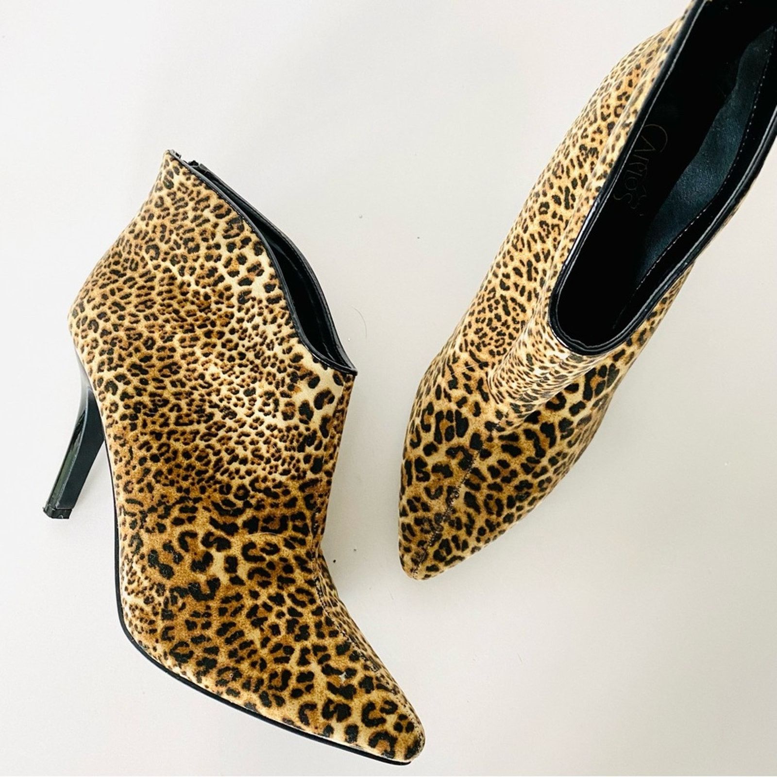 CARLOS SANTANA Black Animal Print Stiletto Heel Boot Booties
