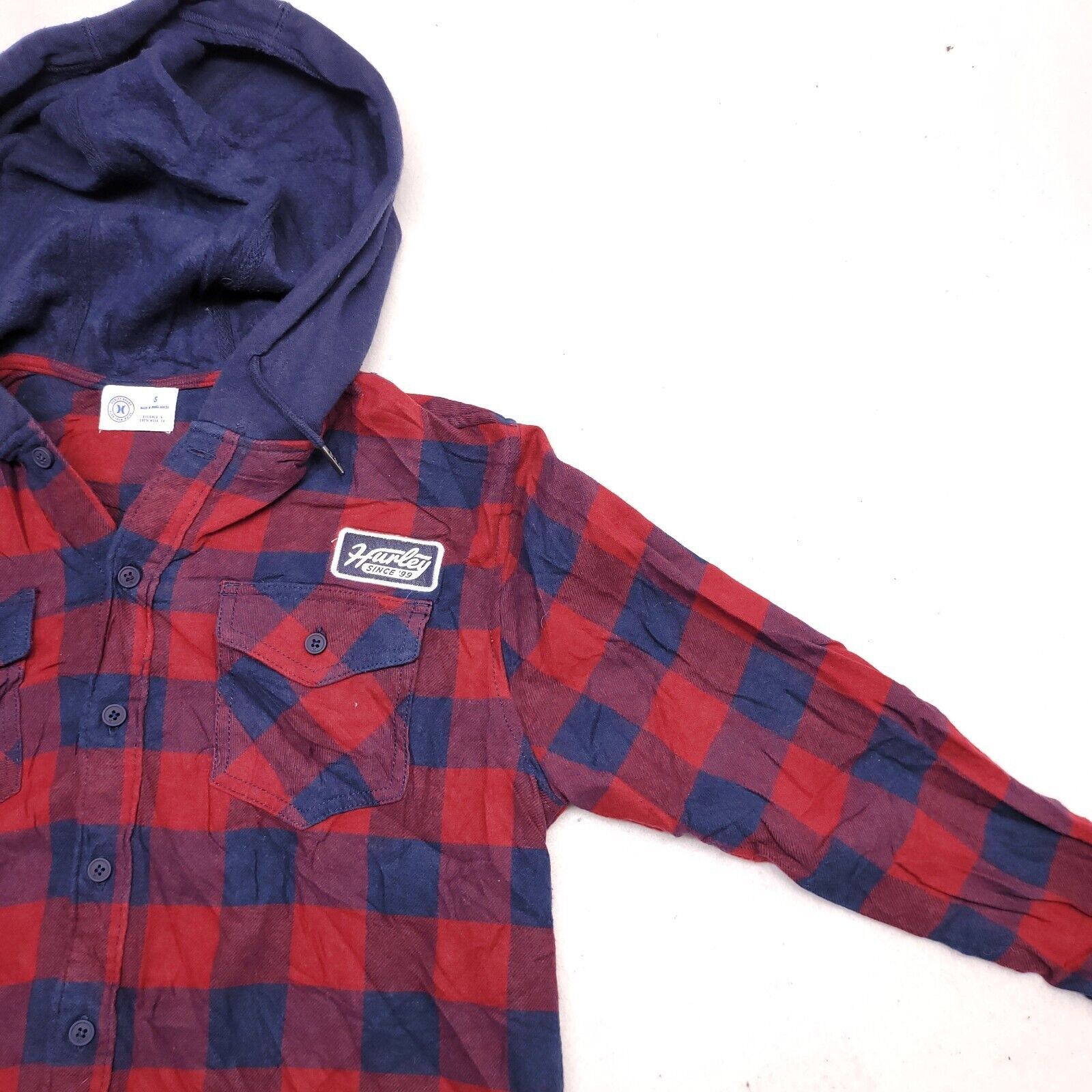 Hurley Hurley Casual Button Up Hoodie Mens Size Small S Red Plaid Size US S / EU 44-46 / 1 - 5 Thumbnail