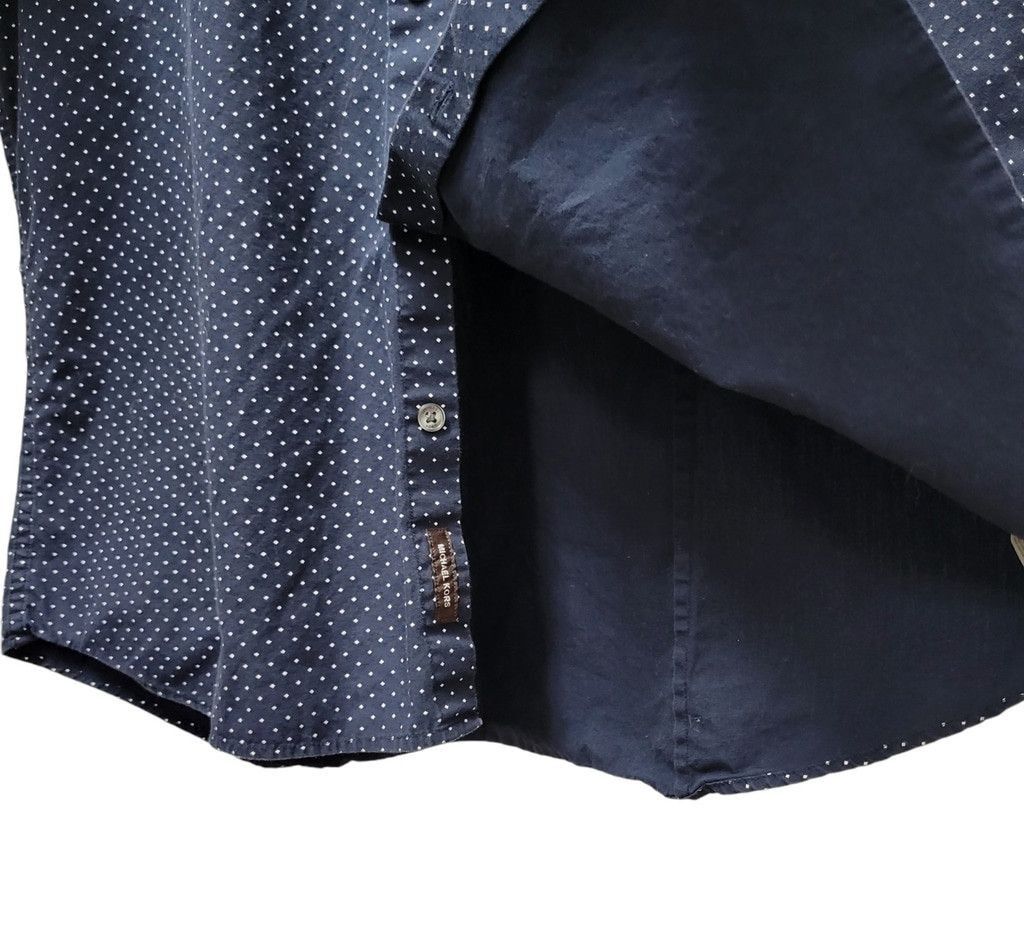 Michael Kors Michael Kors Slim-Fit Navy Polka-dot Button-Up Cotton Shirt Size US L / EU 52-54 / 3 - 6 Thumbnail