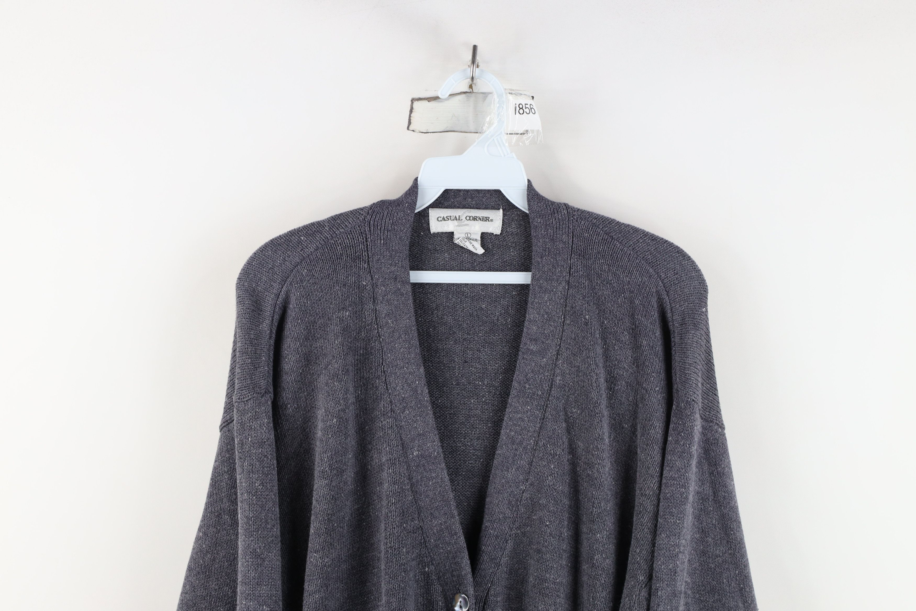 Vintage Vintage 90s Streetwear Blank Knit Cardigan Sweater Gray Size L / US 10 / IT 46 - 2 Thumbnail