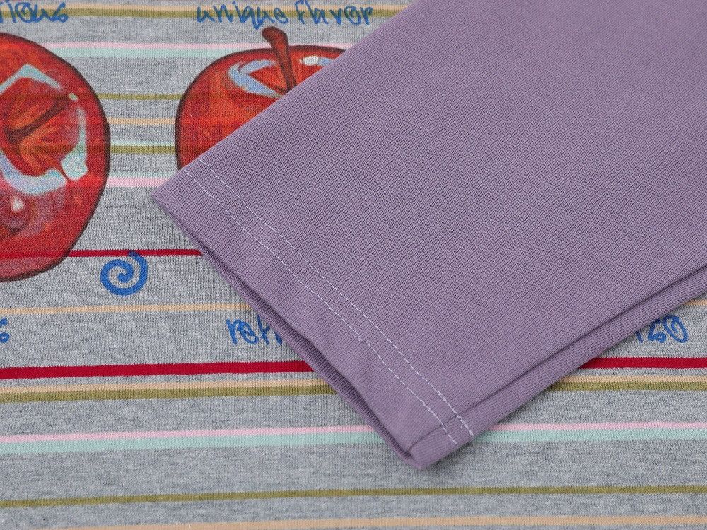 Japanese Brand Retro Apple Print Faux Two-Piece Striped Long-Sleeve T-Shirt Size US M / EU 48-50 / 2 - 5 Thumbnail