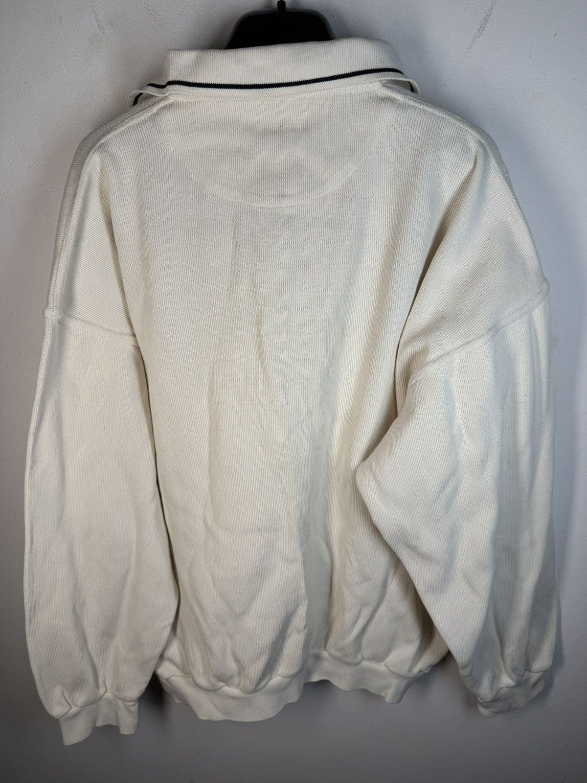 Yves Saint Laurent 90s YSL Sweatshirt White/Sweater Vintage Quarter Zip Up Size US L / EU 52-54 / 3 - 12 Thumbnail