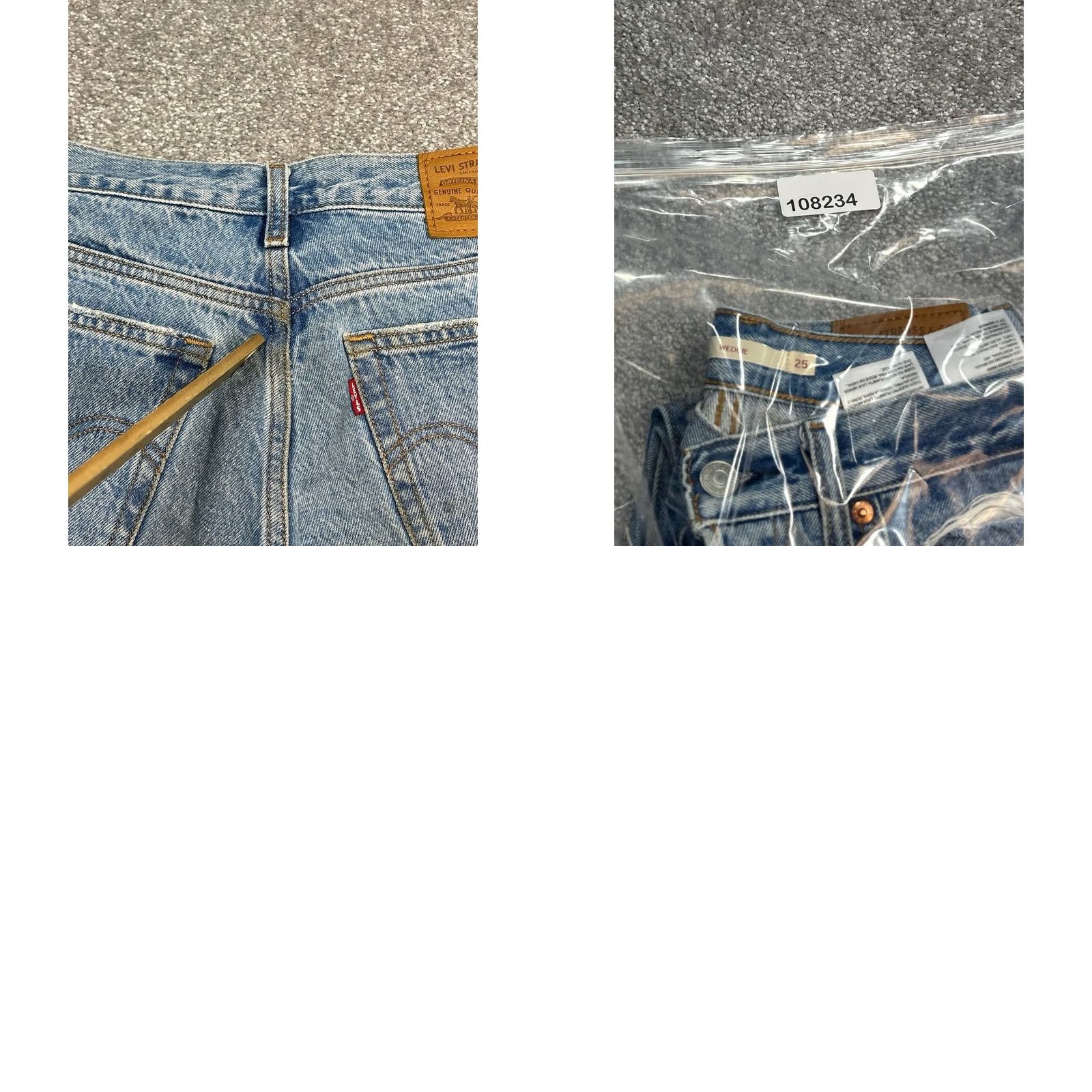 Levi's Levi's Wedgie Jeans Womens 25 Blue Distressed Logo Mid Rise Straight Leg 27x28 Jeans Size 42" / US 20 - 9 Thumbnail