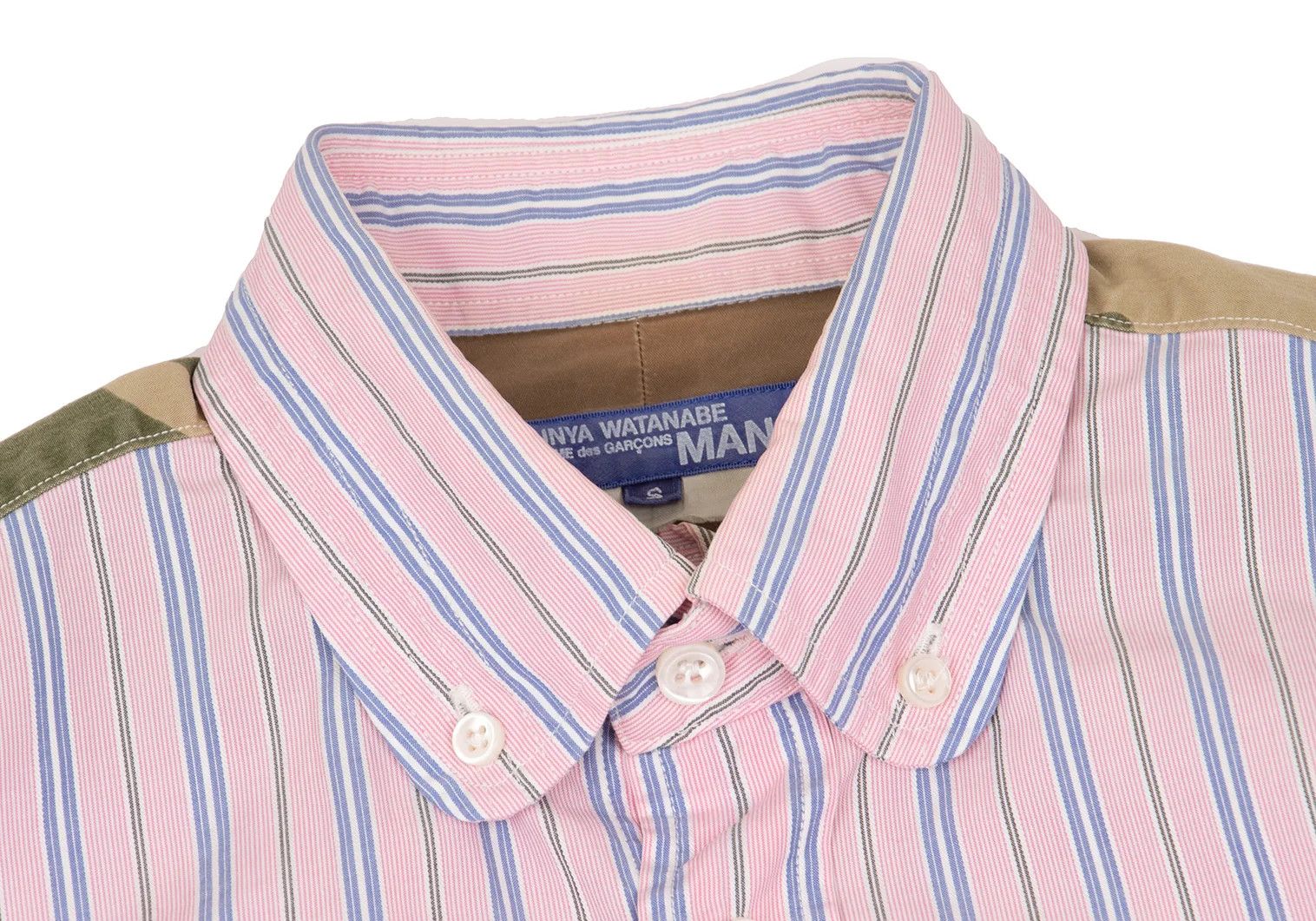 Junya Watanabe Camouflage Yoke Stripe Shirt in Pink Sax Size US S / EU 44-46 / 1 - 3 Thumbnail