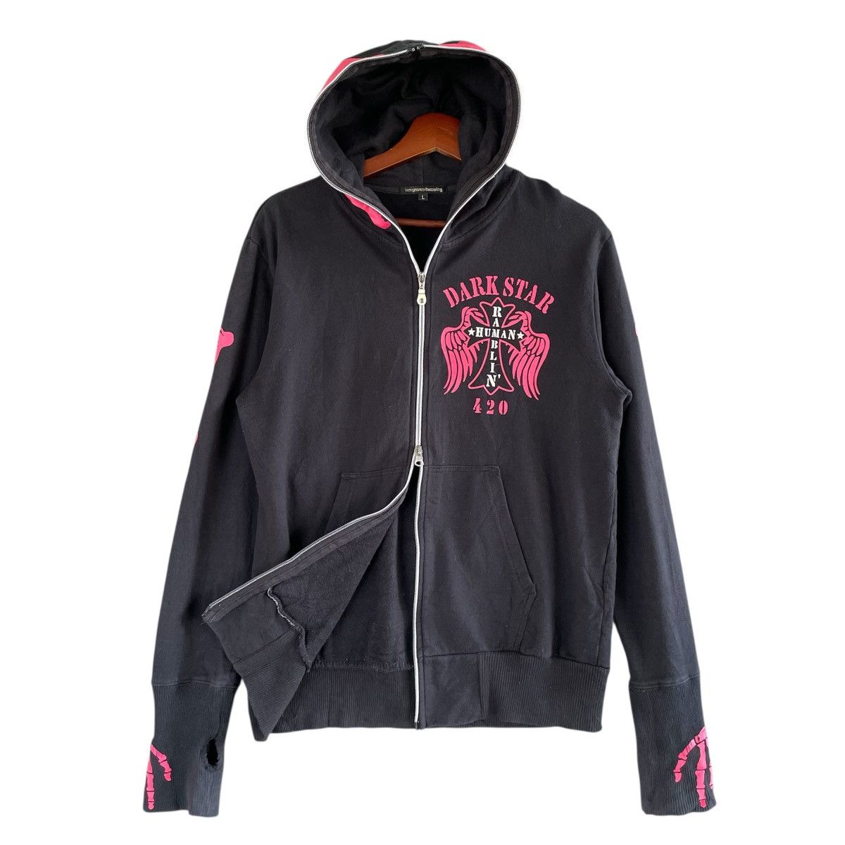 If Six Was Nine × Le Grande Bleu (L.G.B.) × Seditionaries Darkstar Skeleton Bones Fullzip Hoodie Size L / US 10 / IT 46 - 2 Thumbnail