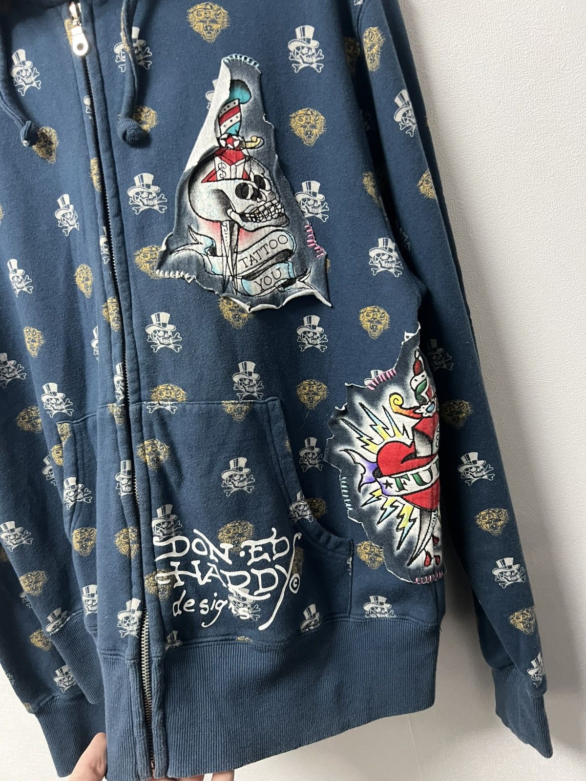 Ed Hardy Vintage Ed Hardy Zip Up Hoodie Size M Size US M / EU 48-50 / 2 - 2 Thumbnail