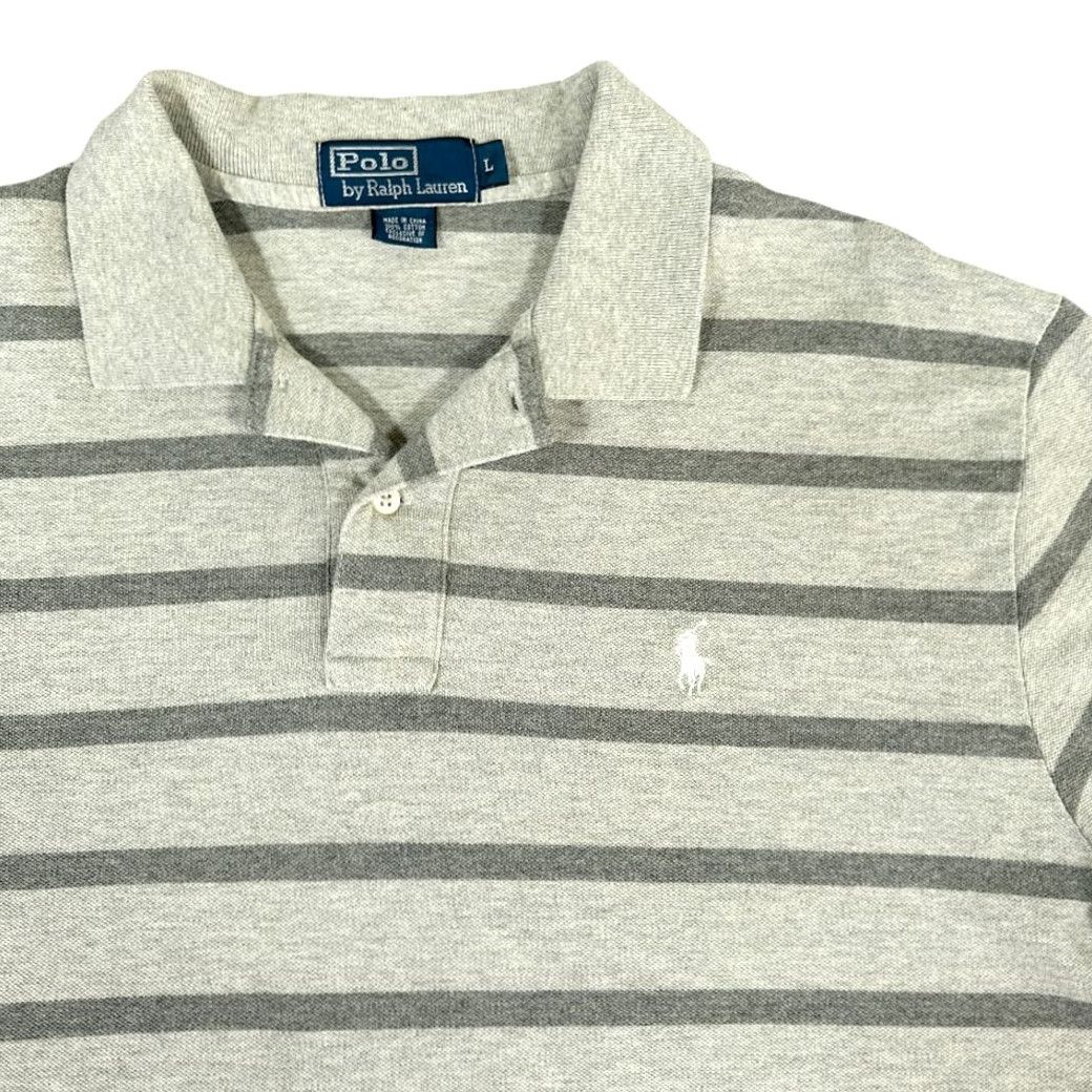 Polo Ralph Lauren VINTAGE Polo Ralph Lauren Polo Shirt Adult LARGE Gray Stripe Monochrome 90s Polo Ralph Lauren Logo Short Sleeve Casual Mens Size US L / EU 52-54 / 3 - 2 Thumbnail
