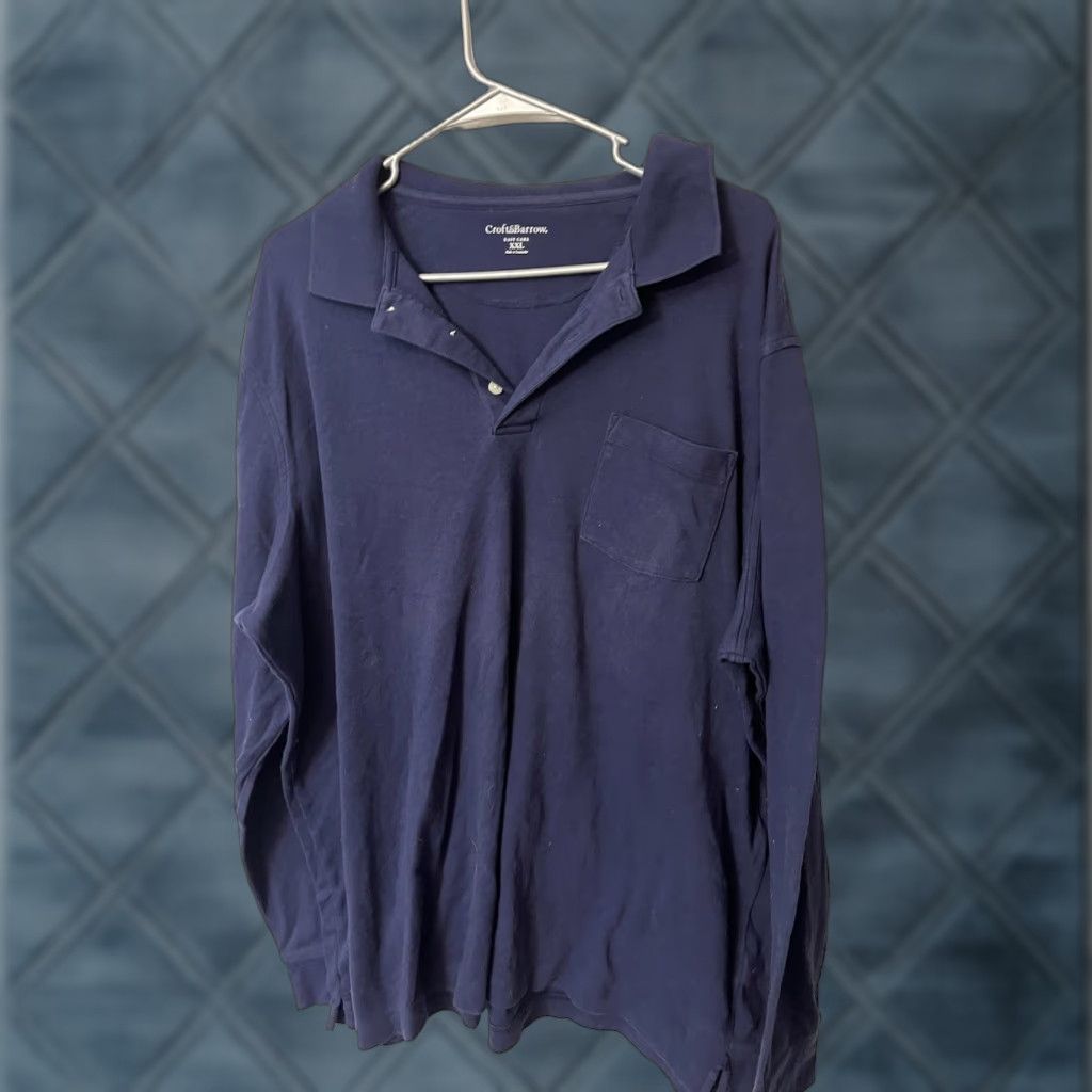 Croft & Barrow Mens Croft & Barrow Easy Care Long Sleeve Polo Shirt XXL Navy Blue Shirt Mens Size US XXL / EU 58 / 5 - 1 Thumbnail