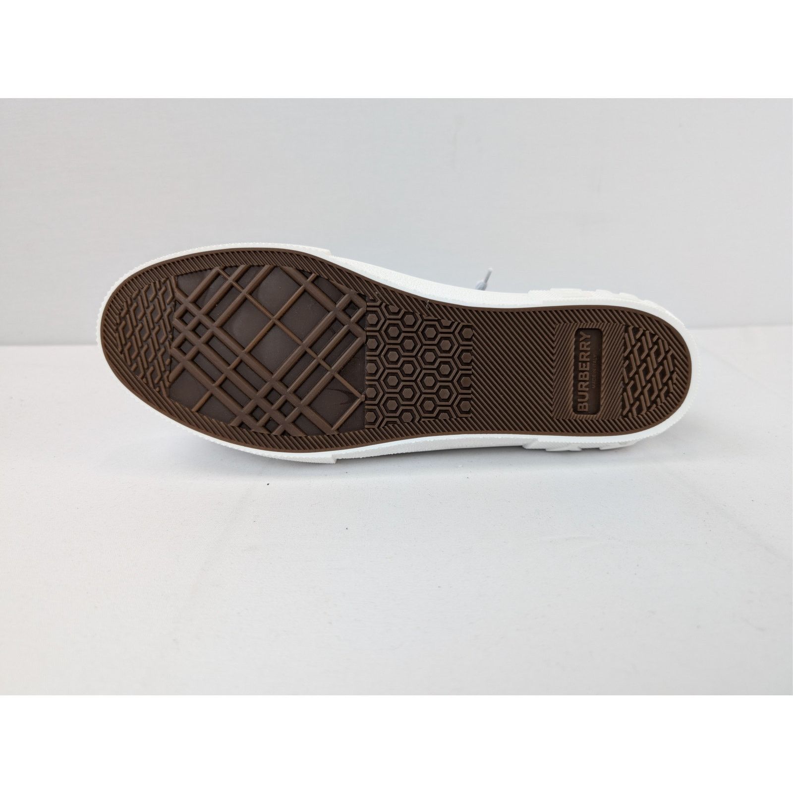 Burberry o1rshd1 Jack Check denim low-top sneakers white rubber sole Size US 12 / EU 45 - 12 Thumbnail