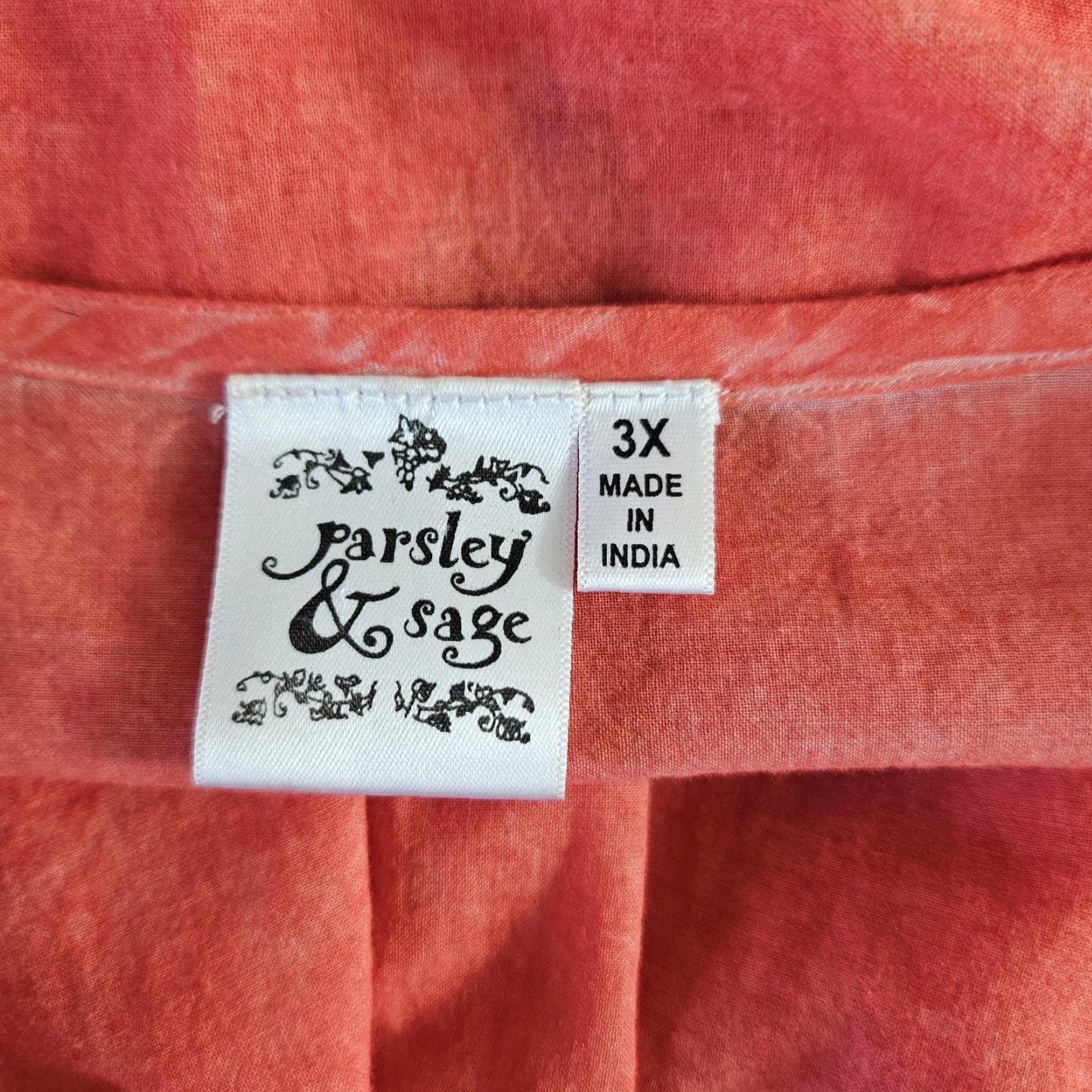 Vintage Parsley & Sage Womens Tunic Shirt 3X Orange Eyelet 3/4 Sleeve Cotton Womens Size XXL / US 16-18 / IT 52-54 - 5 Thumbnail