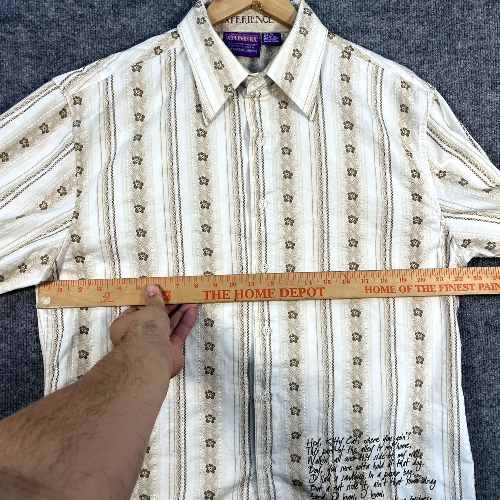 Vintage Jimi Hendrix Experience The Purple Label Shirt XL Floral Embroidered Button Mens Size US XL / EU 56 / 4 - 4 Thumbnail