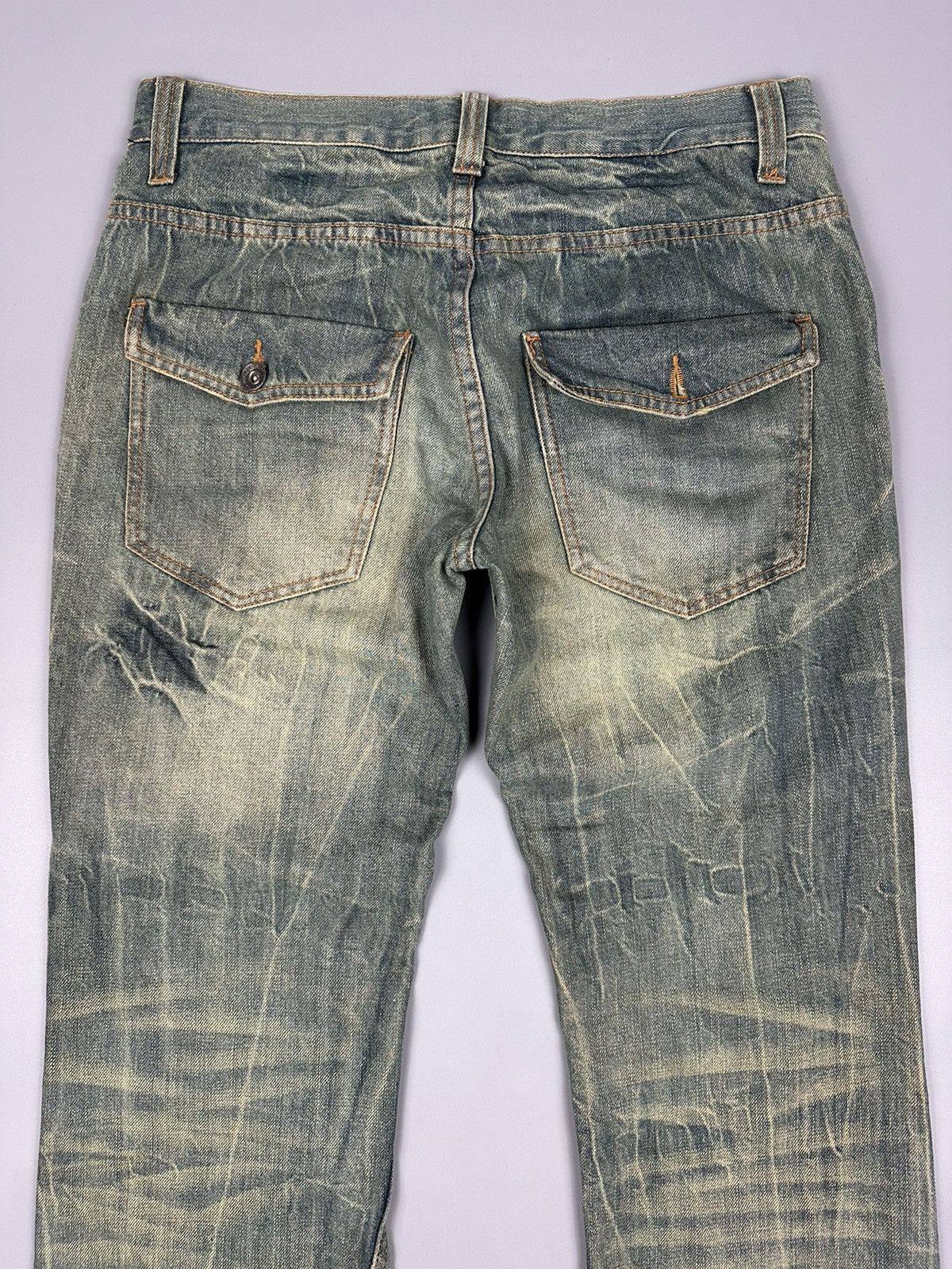 If Six Was Nine × Le Grande Bleu (L.G.B.) Distressed Antful Whiskered Flared Jeans Size US 31 - 6 Thumbnail