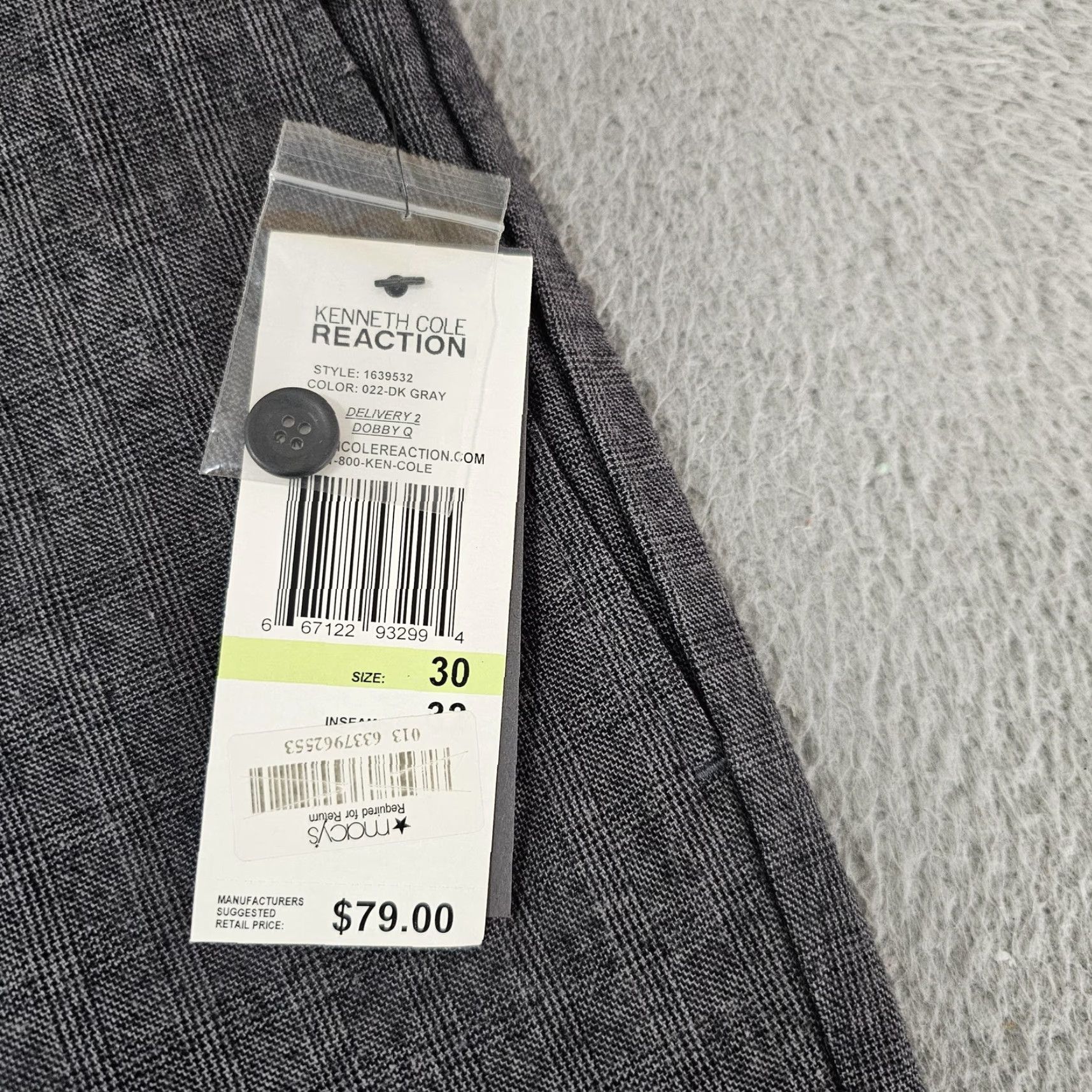 Kenneth Cole KENNETH COLE REACTION Pants Mens 30x32 Gray Plaid Dress Slacks Flat Front Dress Pants Mens New Size US 30 / EU 46 - 3 Thumbnail