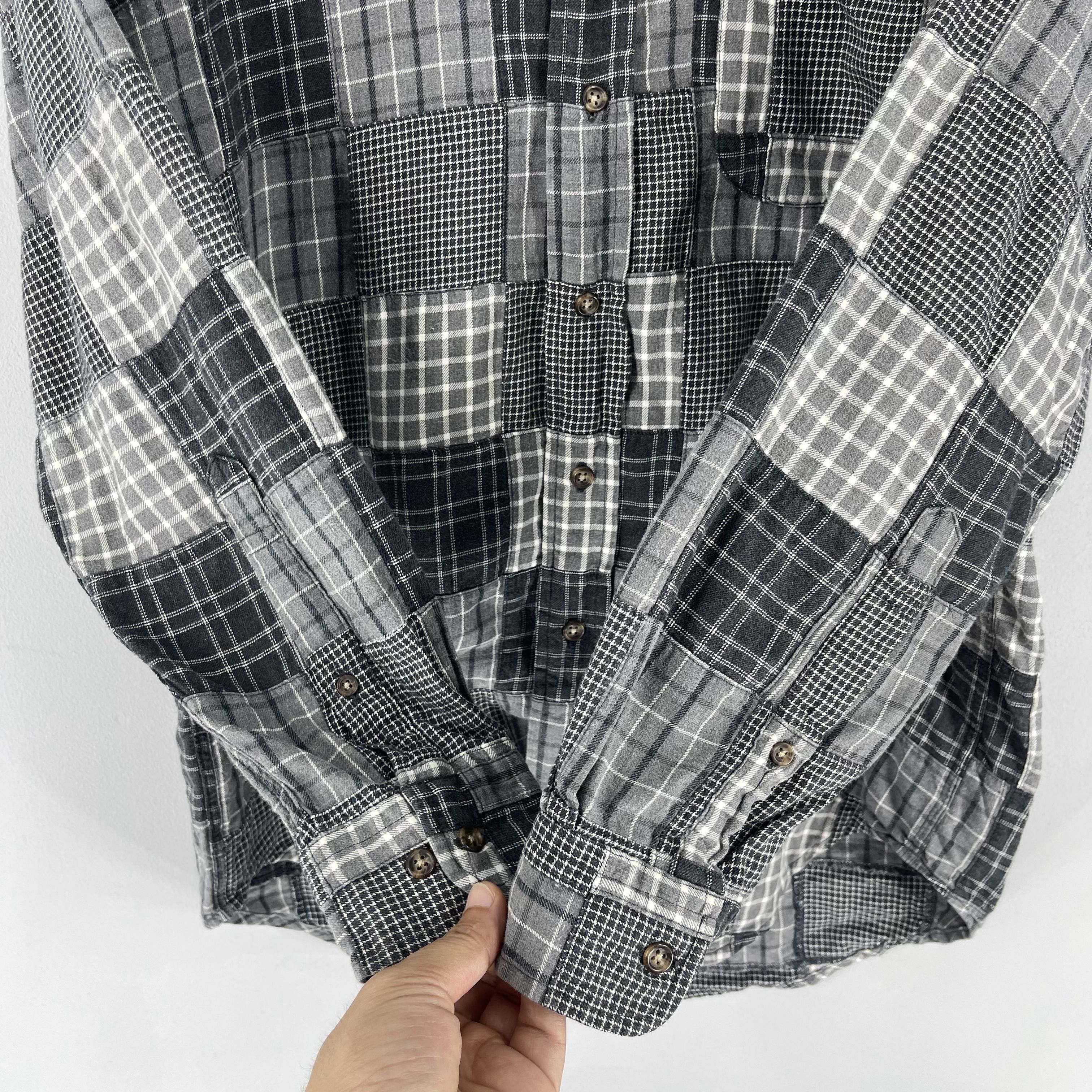 Flannel Vintage Patchwork Boro Flannel Gray Reconstruct Shirt Small Size US S / EU 44-46 / 1 - 6 Thumbnail