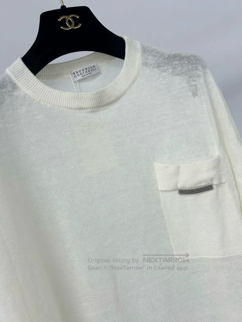 Brunello Cucinelli Brunello Cucinelli White crewneck top Size S / US 4 / IT 40 - 3 Thumbnail