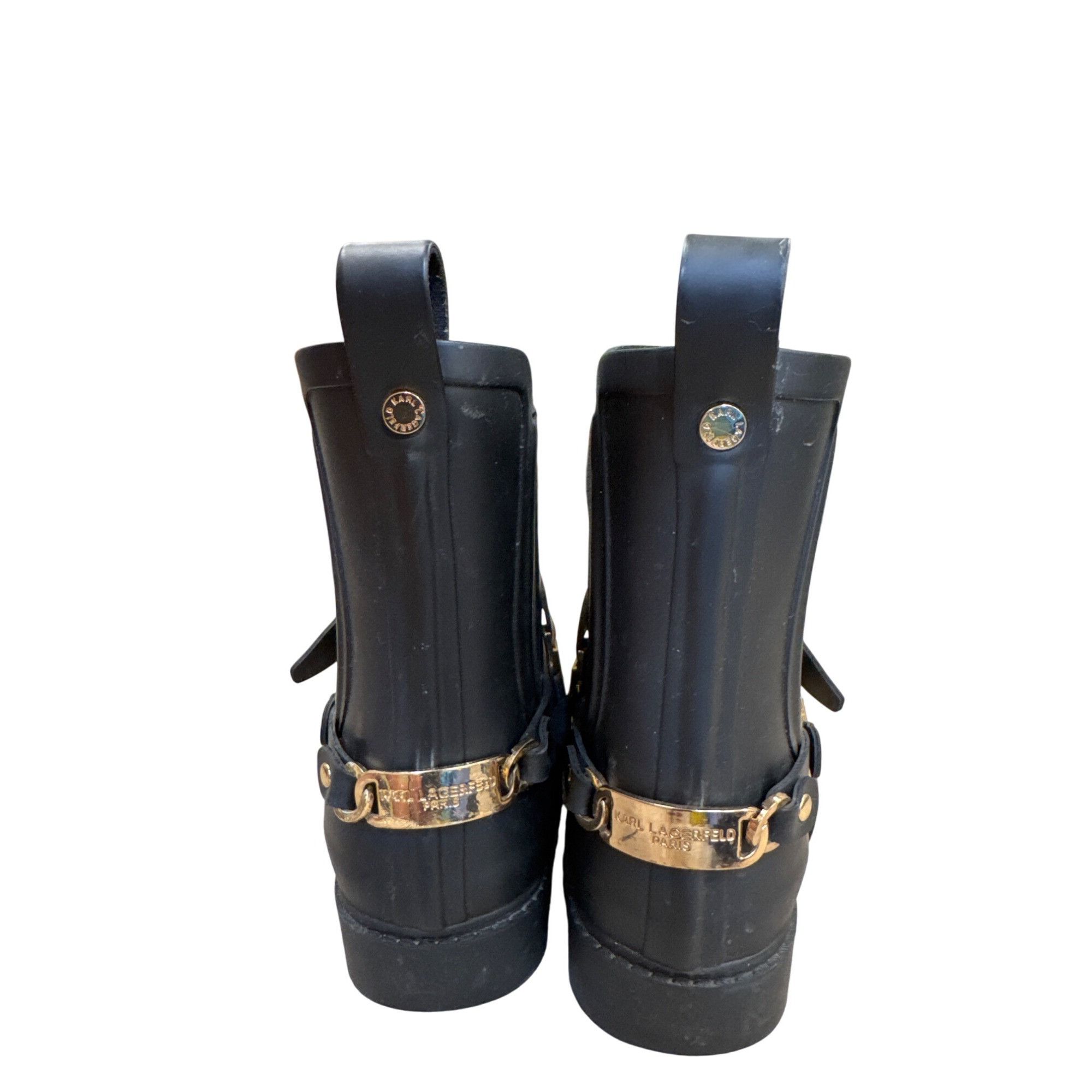Karl Lagerfeld Karl Lagerfeld Lou Womens Black Rubber Rain Boots Size 8M SK Size US 8 / IT 38 - 6 Thumbnail