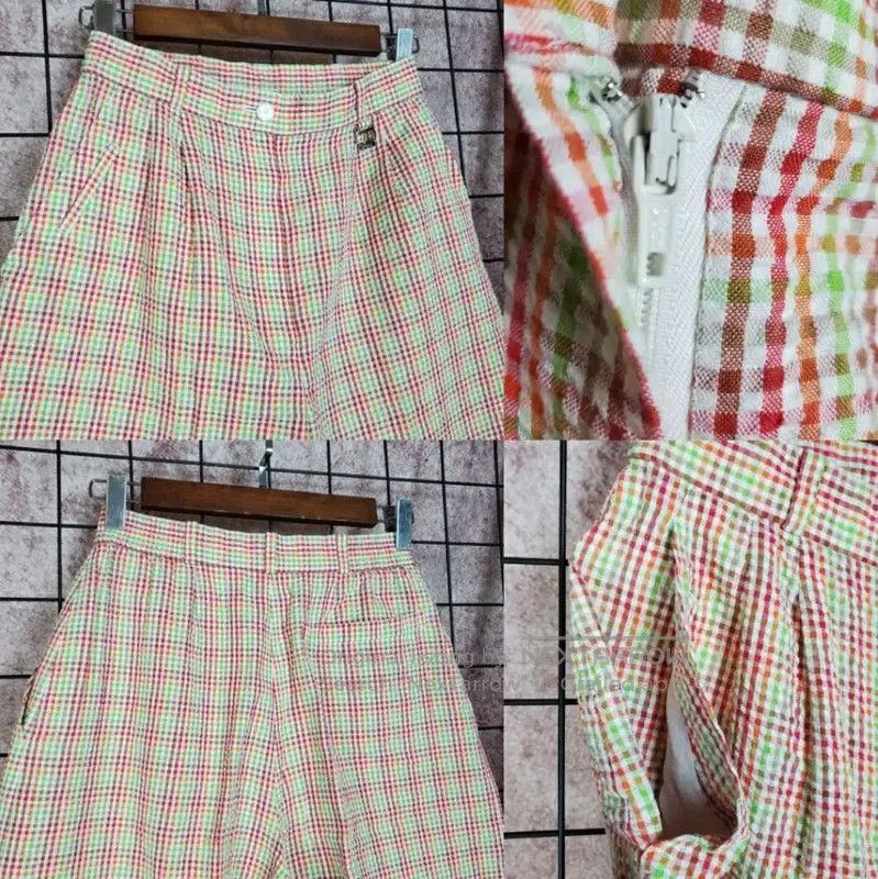Dior Dior Summer Pink Checked Cotton Blend Casual Pants . Size 23" - 2 Thumbnail