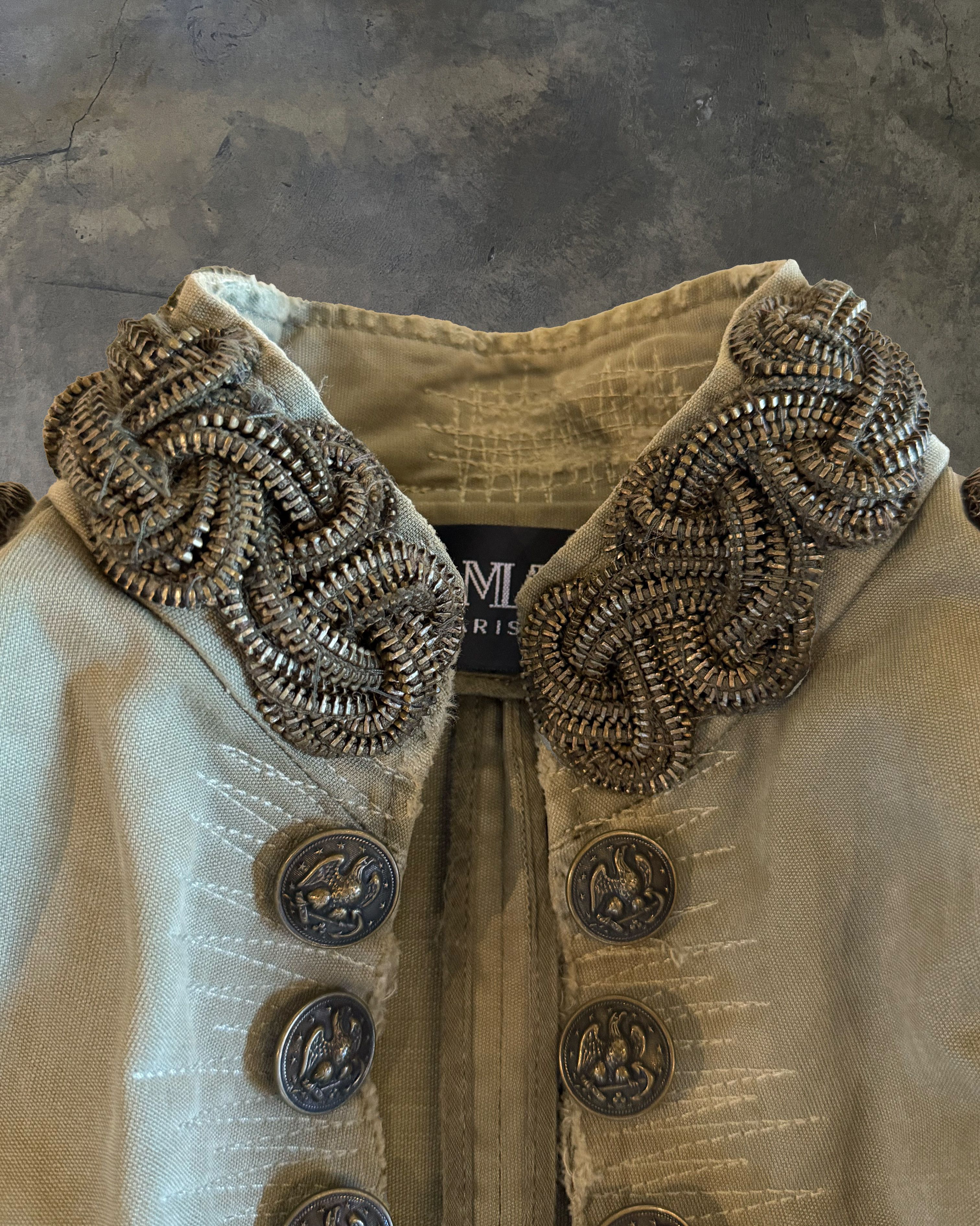 Balmain BALMAIN SS2010 RUNWAY CHAIN EPAULET MILITARY COAT Size US XXS / EU 40 - 3 Thumbnail