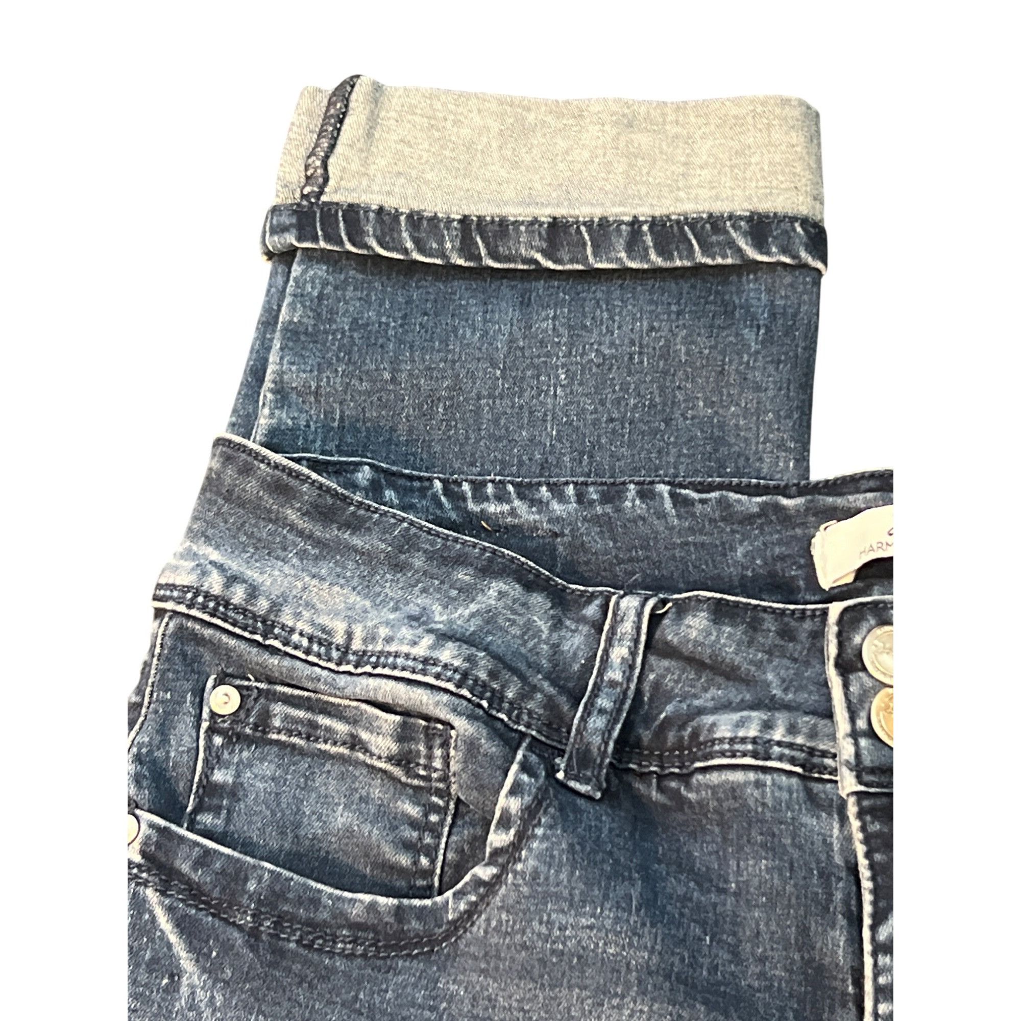 Other H & H Harmony Havoc Blue Denim Stretch Capri Jeans Ankle Cuf Size 30" / US 8 / IT 44 - 3 Thumbnail