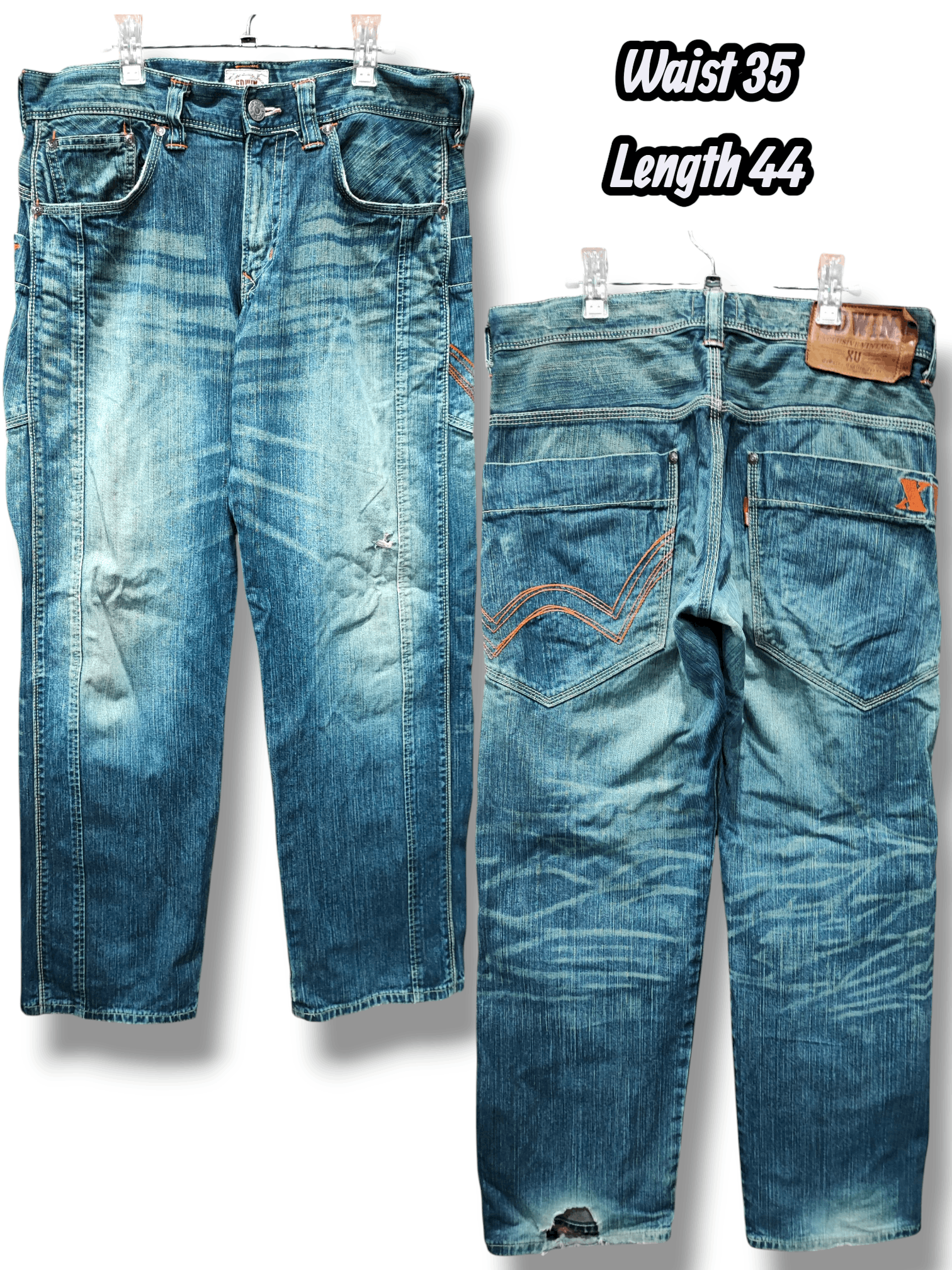 Number (N)ine Vintage Edwin XV Distressed Denim Baggy Pants Size US 35 - 1 Thumbnail