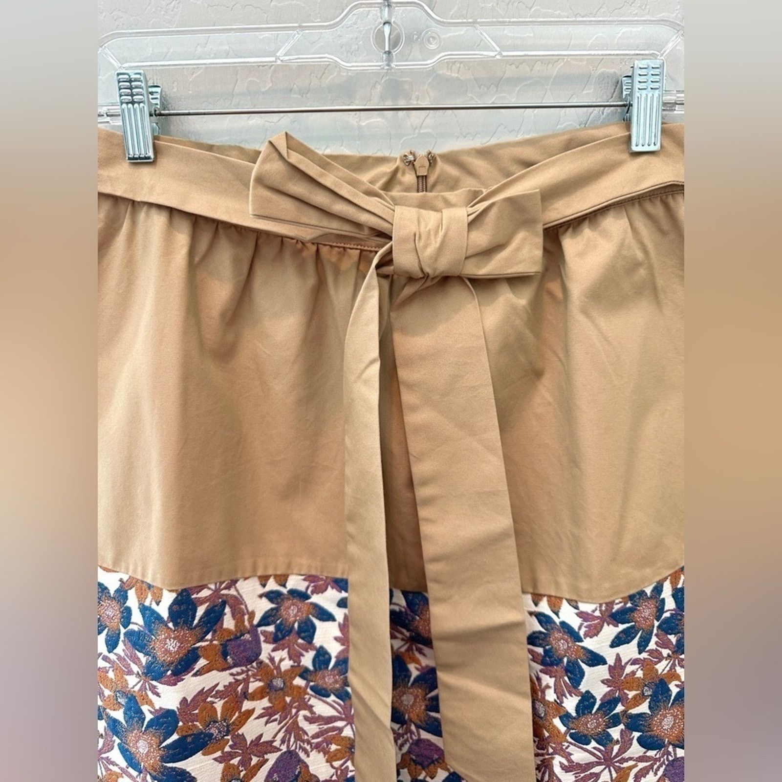 ANTHROPOLOGIE Tan Floral Jacquard Tiered Maxi Skirt