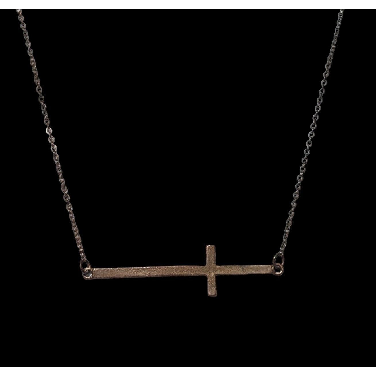 Other Antiqued Gold Sideways Cross Pendant Necklace Size ONE SIZE - 2 Thumbnail