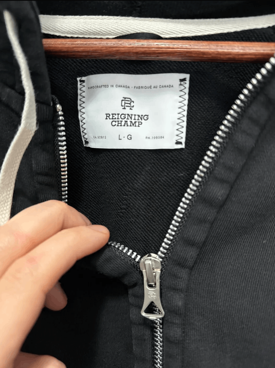 Reigning Champ Reigning Champ - Slim Fit Black Zip Hoodie (Made in Canada) Size US L / EU 52-54 / 3 - 2 Thumbnail