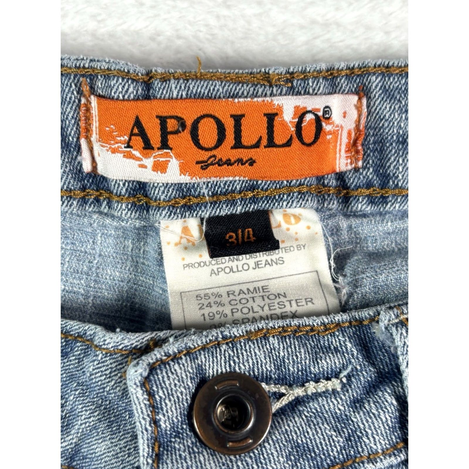 Vintage VINTAGE Apollo Women's Jeans Regular Blue Light Wash Embroidered 3/4 27in 5-Pocket Denim Straight Size 26" / US 2 / IT 38 - 7 Thumbnail