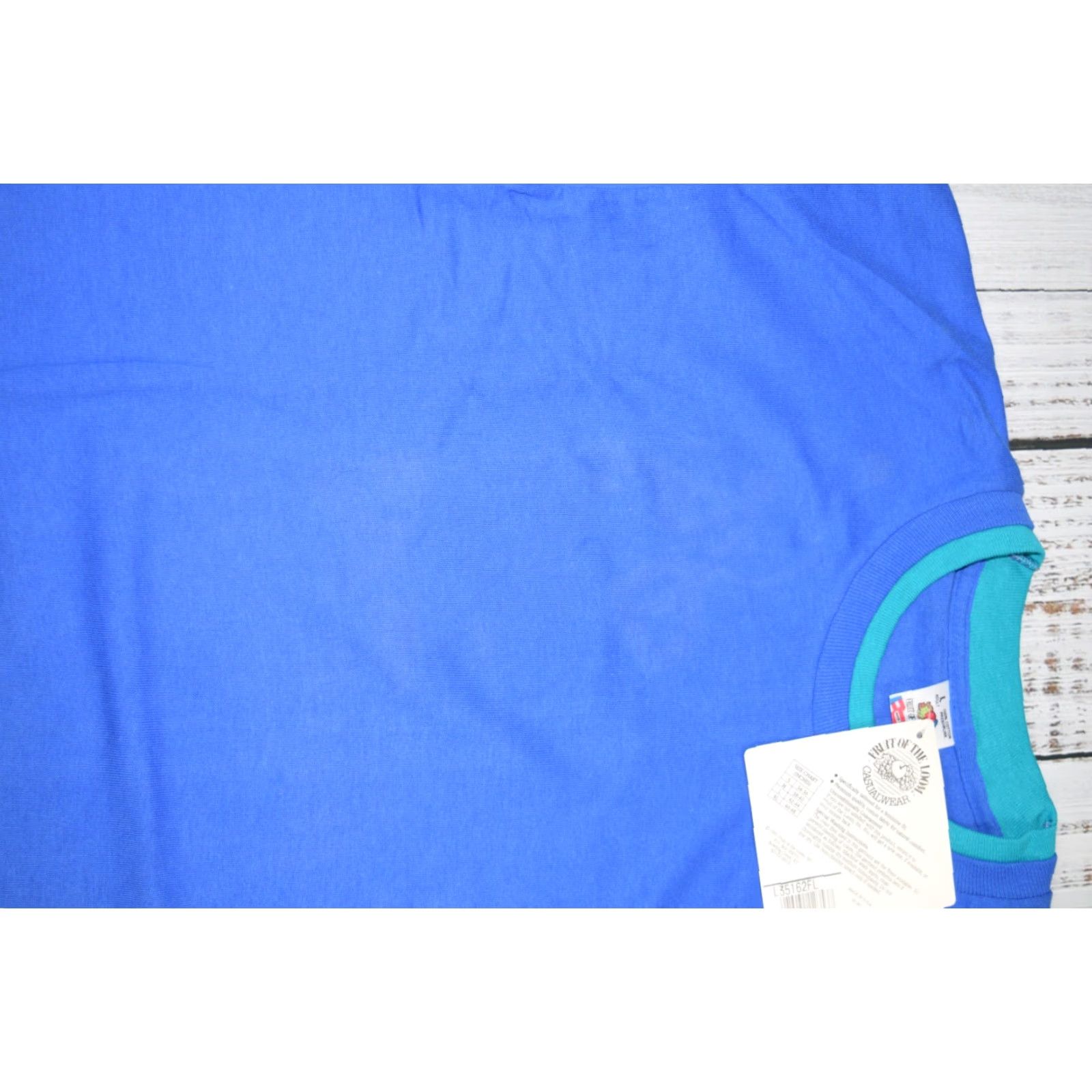 Fruit Of The Loom VINTAGE NWT VTG FRUIT OF THE LOOM CASUALWEAR WOMENS 2-TONE T-SHIRT TEE L TEAL BLUE 1991 Size L / US 10 / IT 46 - 6 Thumbnail