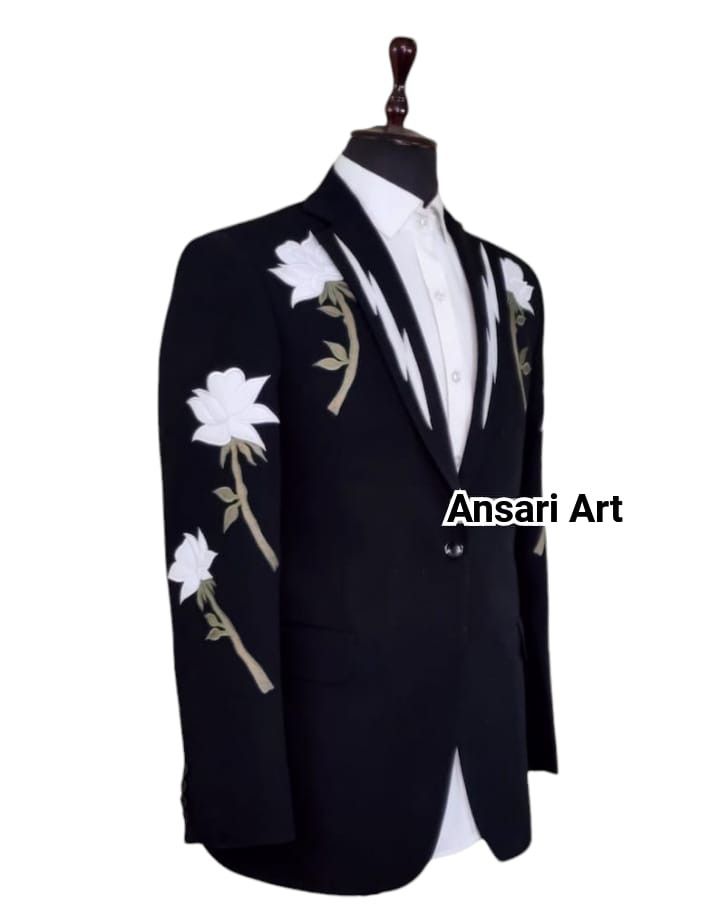 Other Men 2PC Customized floral embroidery western cocktail outfit Size 44S - 3 Thumbnail