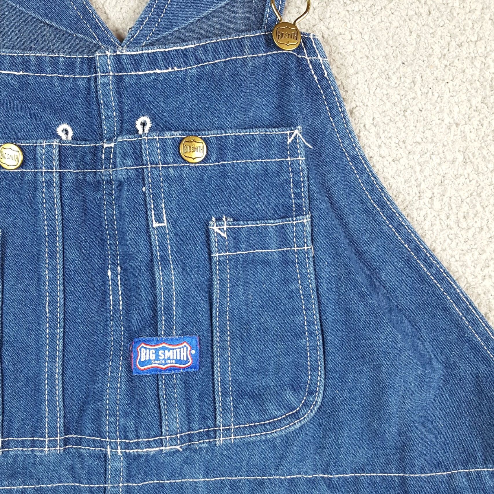 Vintage VINTAGE Big Smith Carpenter Bibs Jeans Denim Workwear 42 Mens 5-Pocket Design Blue Cotton Overalls Bibs 27in Inseam 80s 90s Retro Workwear Size US 42 / EU 58 - 3 Thumbnail