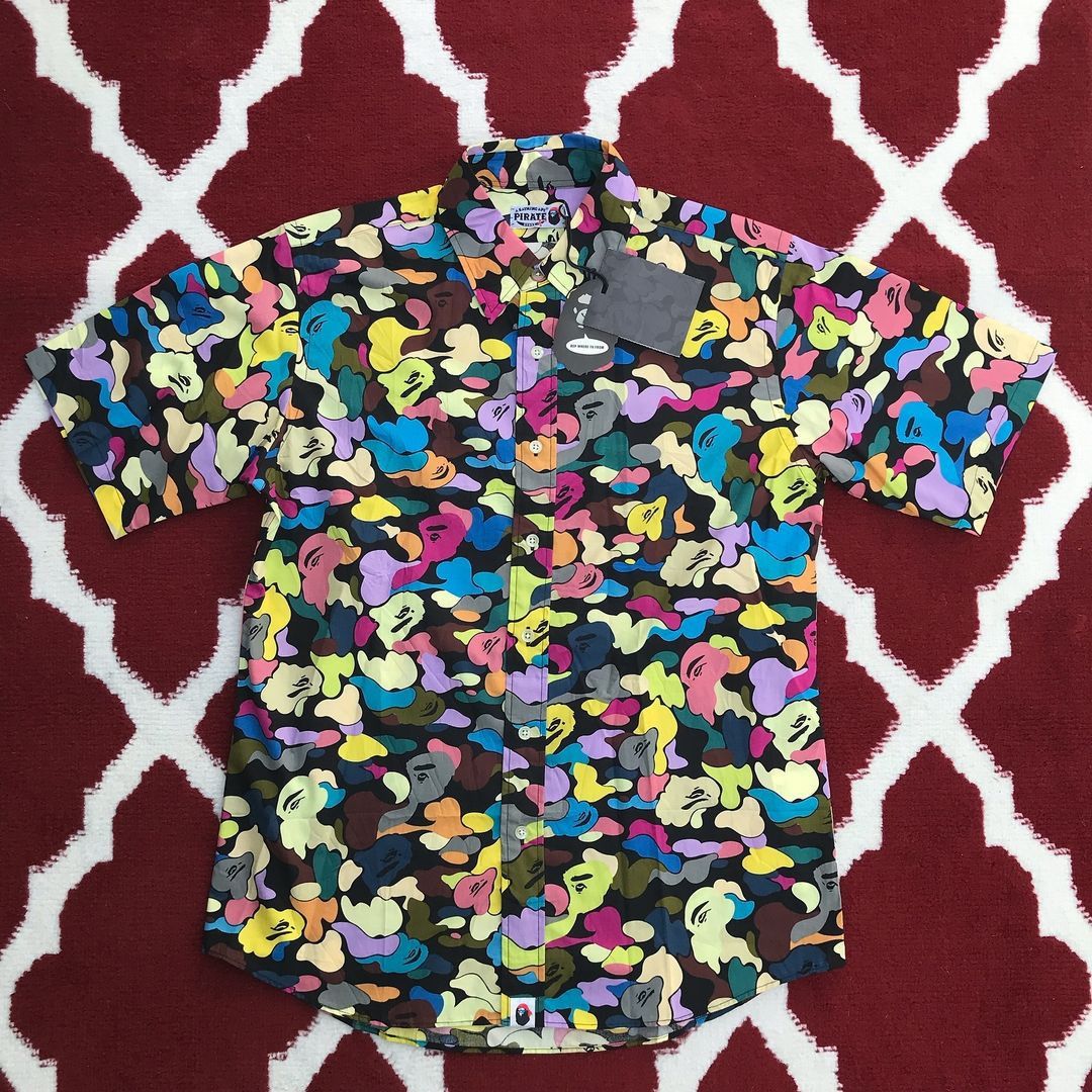 Bape Rare Vintage Bape Pirate Camo Candy Button Up S/S Shirt Size US M / EU 48-50 / 2 - 1 Thumbnail